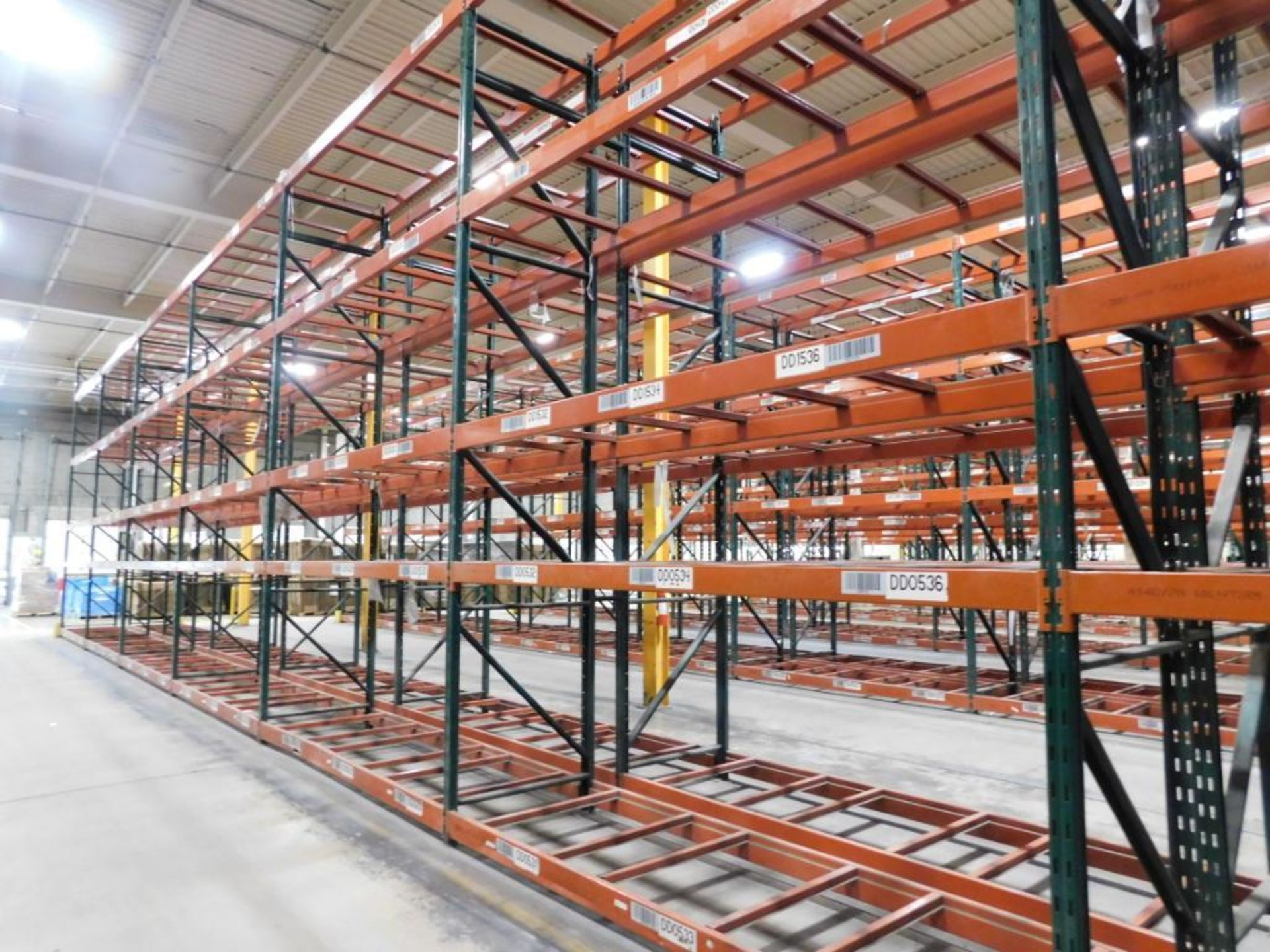 (32X) SECTIONS OF RIDG-U-RAK PALLET RACKING, (8) 20 FT. UPRIGHTS, (26) 16 FT. UPRIGHTS, (60) 4 1/2 I - Image 3 of 4