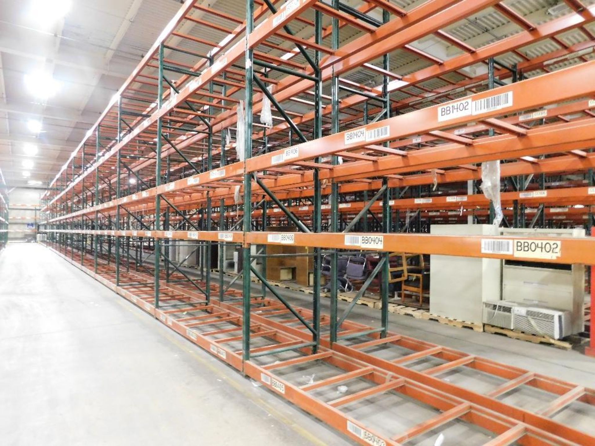 (32X) SECTIONS OF RIDG-U-RAK PALLET RACKING, (8) 20 FT. UPRIGHTS, (26) 16 FT. UPRIGHTS, (56) 4 1/2 I - Image 2 of 4