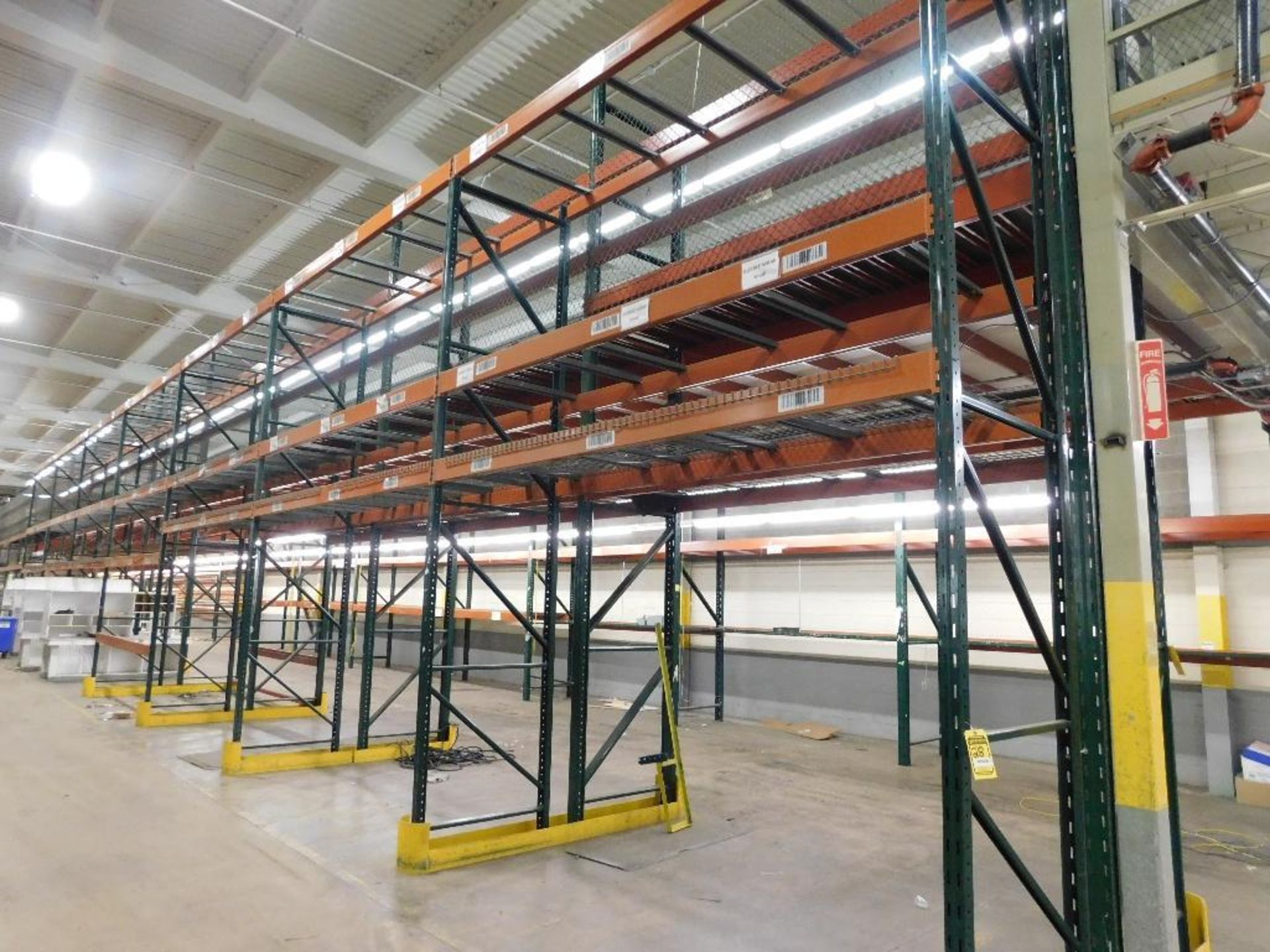 (7X) SECTIONS OF RIDG-U-RAK PALLET RACKING, (1) 20 FT. UPRIGHT, (7) 16 FT. UPRIGHTS, (42) 5 1/2 IN.