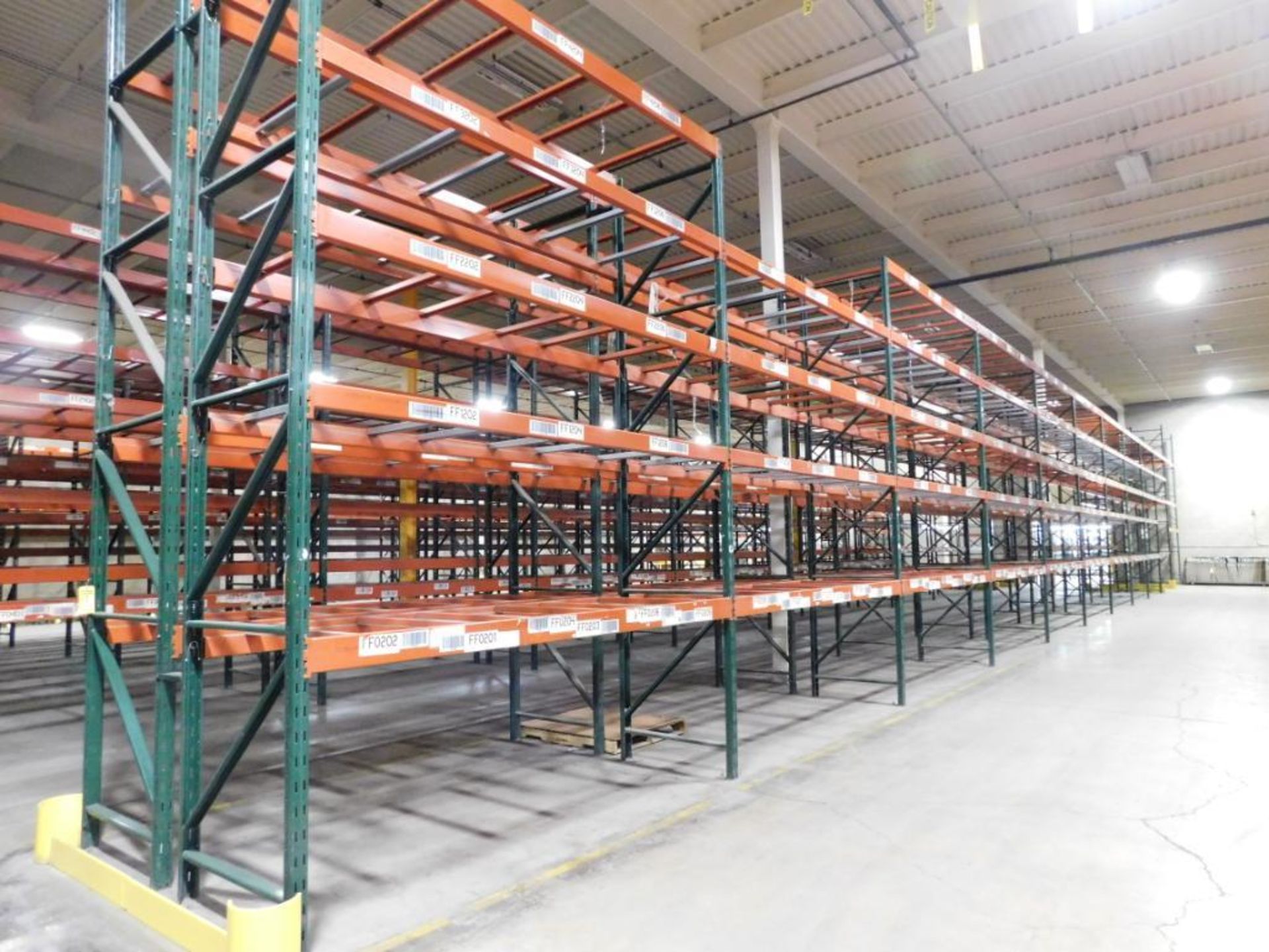 (22X) SECTIONS OF RIDG-U-RAK PALLET RACKING, (6) 20 FT. UPRIGHTS, (18) 16 FT. UPRIGHTS, (123) 5 1/2