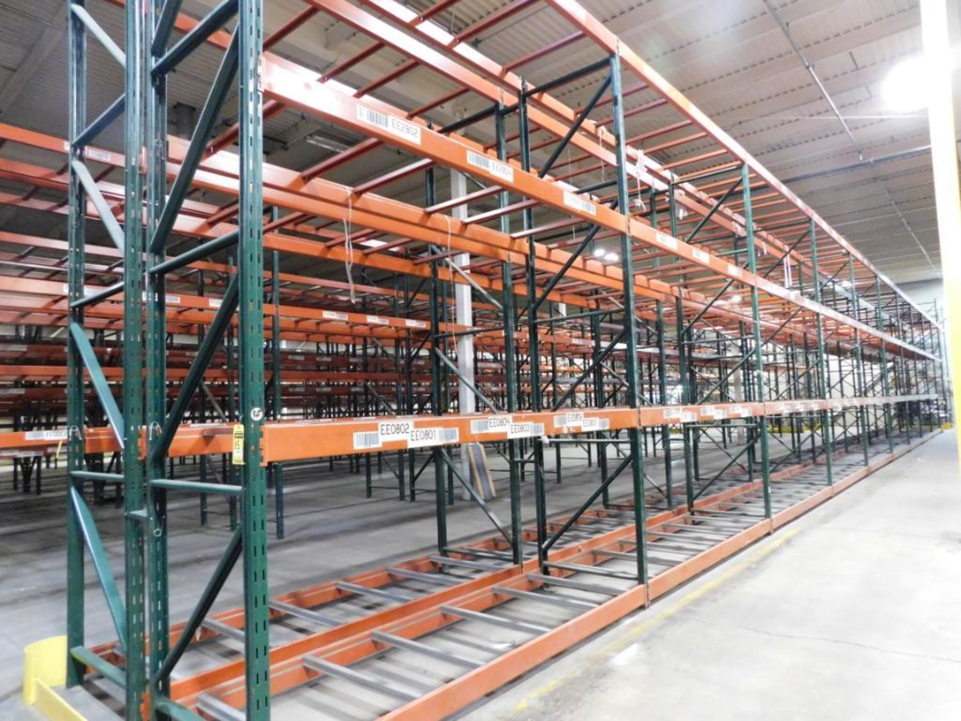 (22X) SECTIONS OF RIDG-U-RAK PALLET RACKING, (6) 20 FT. UPRIGHTS, (18) 16 FT. UPRIGHTS, (160) 5 1/2