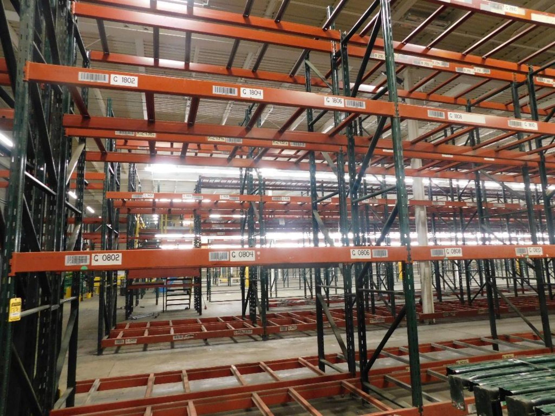 (22X) SECTIONS OF RIDG-U-RAK PALLET RACKING, (1) 18 FT. UPRIGHT, (23) 16 FT. UPRIGHTS, (168) 5 1/2 I - Image 2 of 3