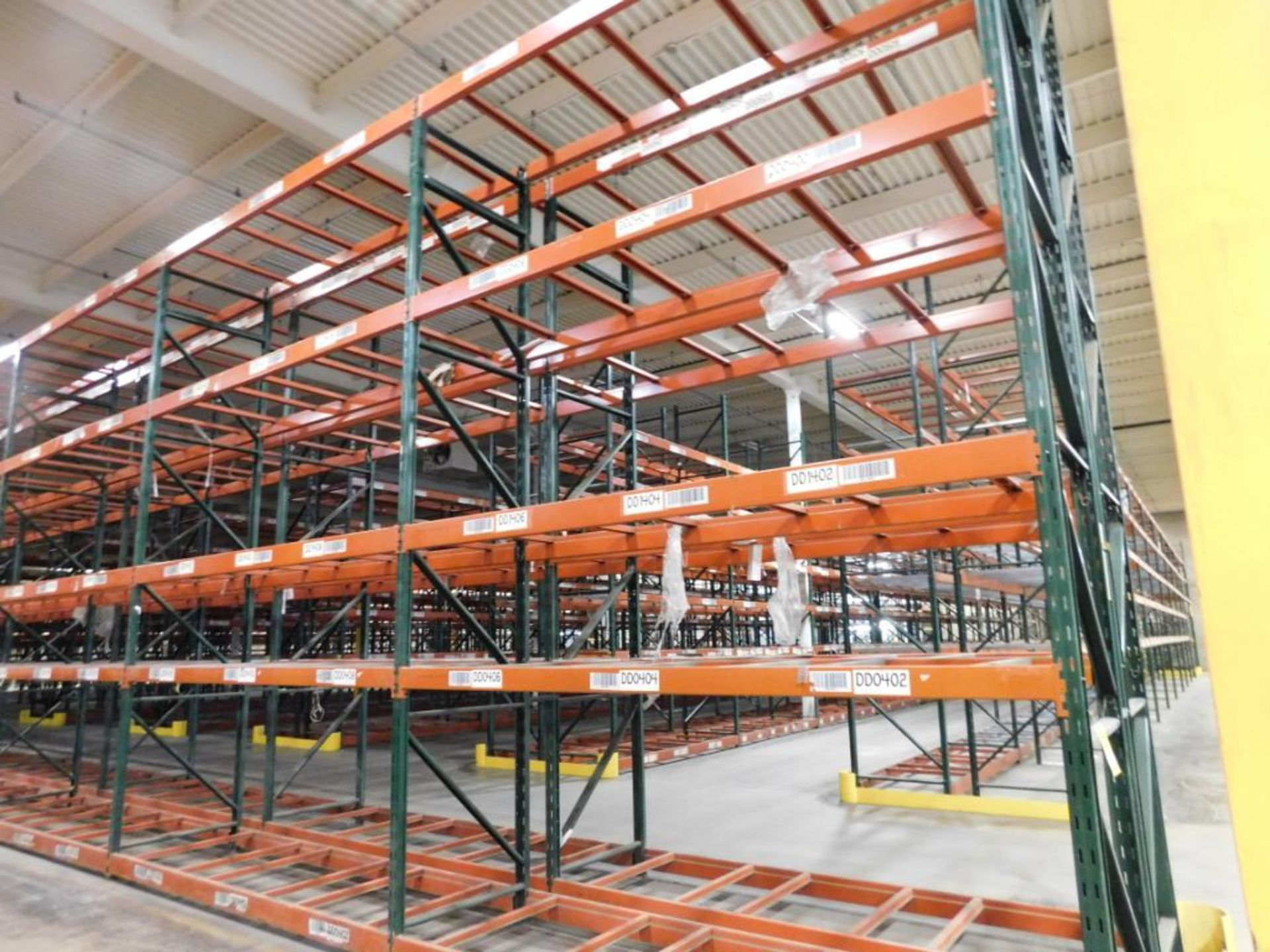 (32X) SECTIONS OF RIDG-U-RAK PALLET RACKING, (8) 20 FT. UPRIGHTS, (26) 16 FT. UPRIGHTS, (60) 4 1/2 I