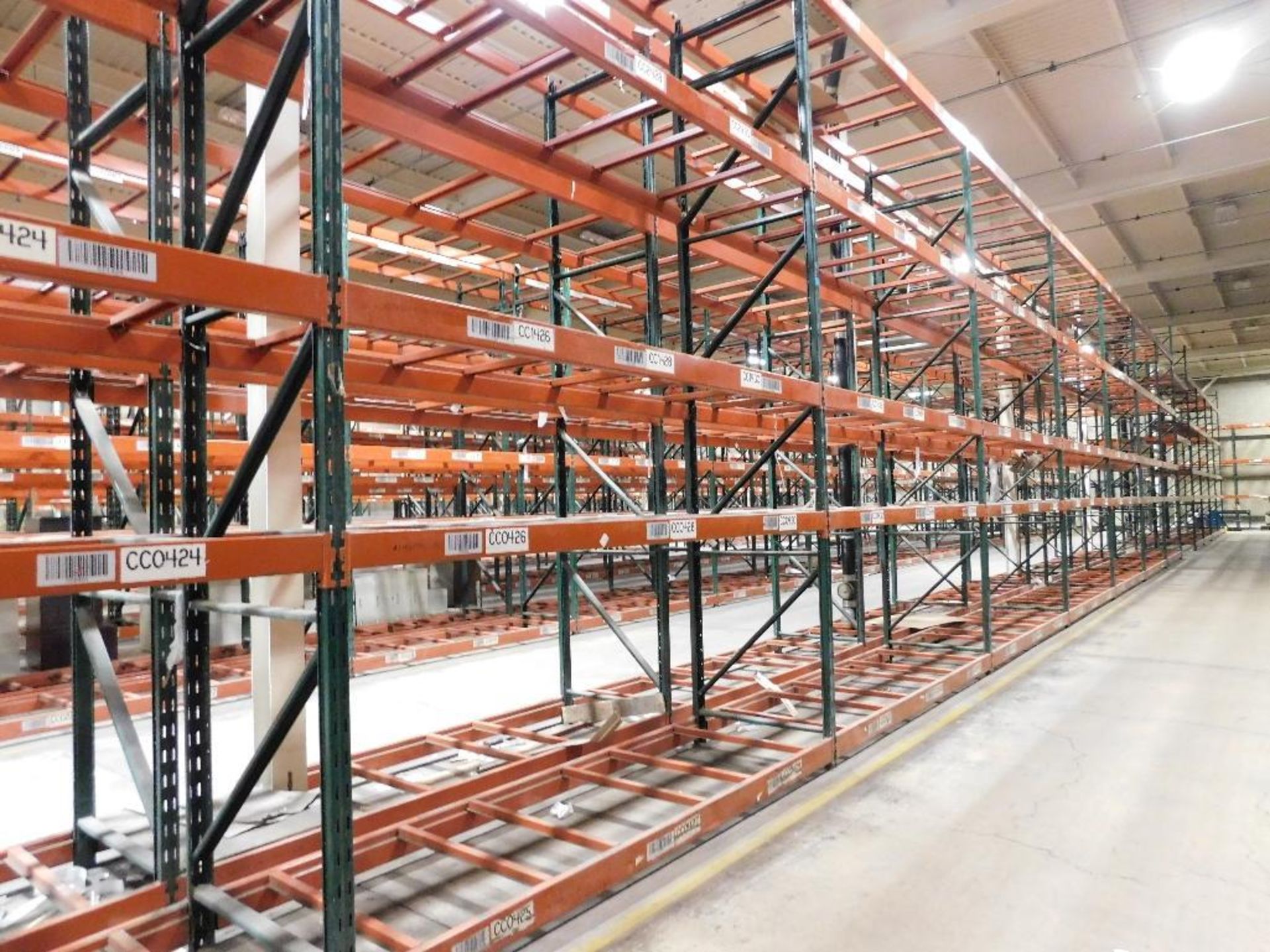 (32X) SECTIONS OF RIDG-U-RAK PALLET RACKING, (10) 20 FT. UPRIGHTS, (24) 16 FT. UPRIGHTS, (52) 4 1/2 - Image 3 of 4