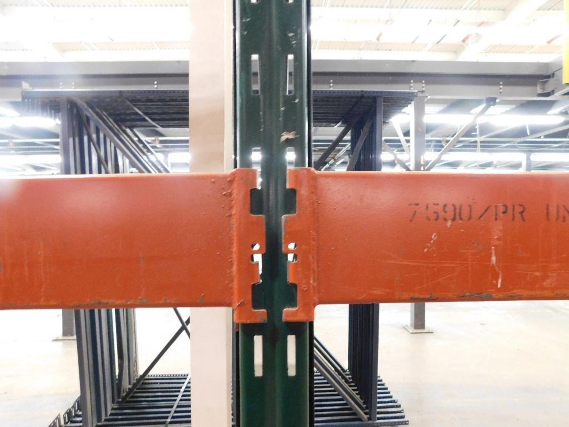 (8X) SECTIONS OF RIDG-U-RAK PALLET RACKING, (1) 20 FT. UPRIGHT, (8) 16 FT. UPRIGHTS, (64) 5 1/2 IN. - Image 3 of 3