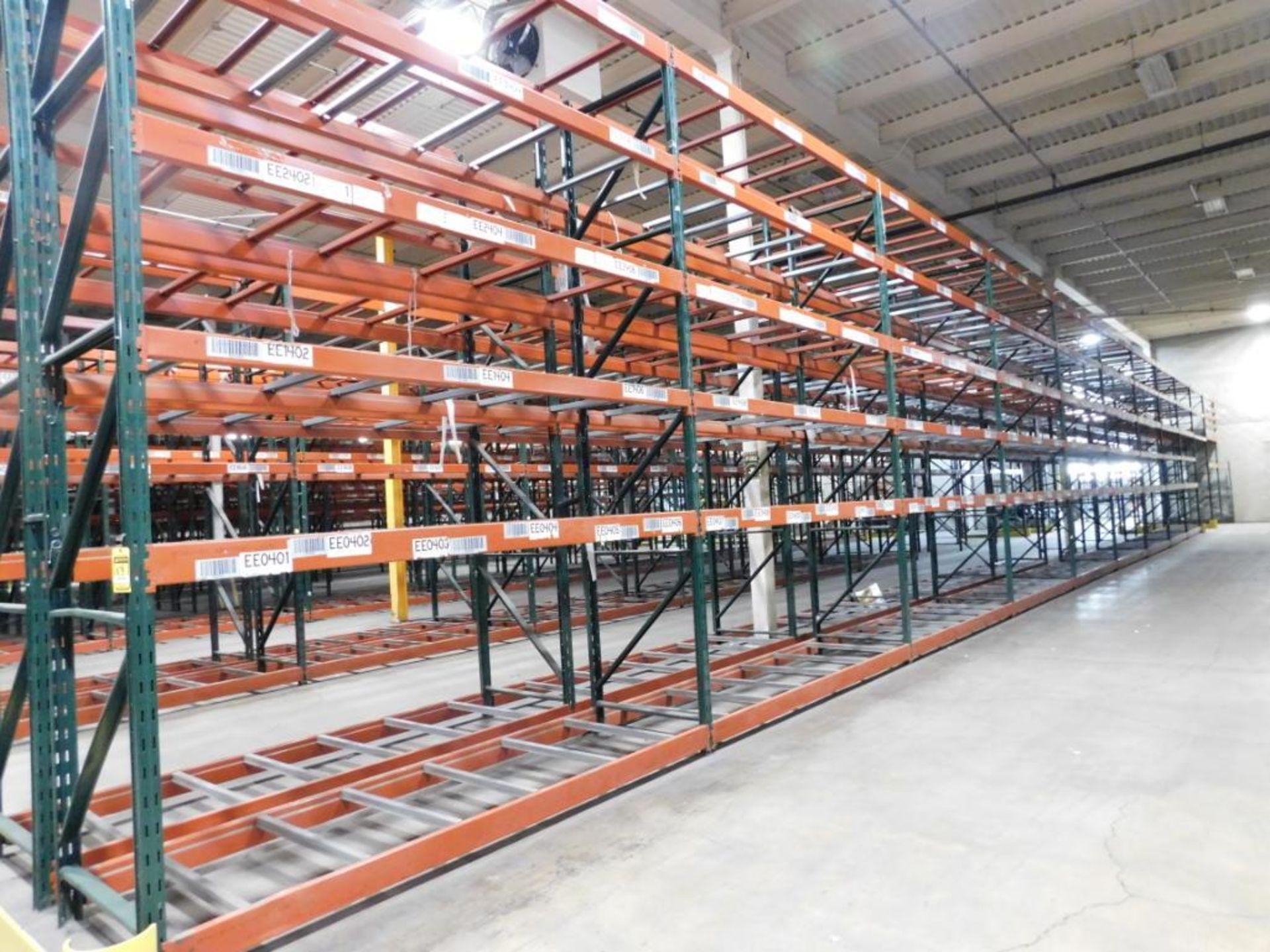 (22X) SECTIONS OF RIDG-U-RAK PALLET RACKING, (2) 20 FT. UPRIGHTS, (22) 16 FT. UPRIGHTS, (150) 5 1/2