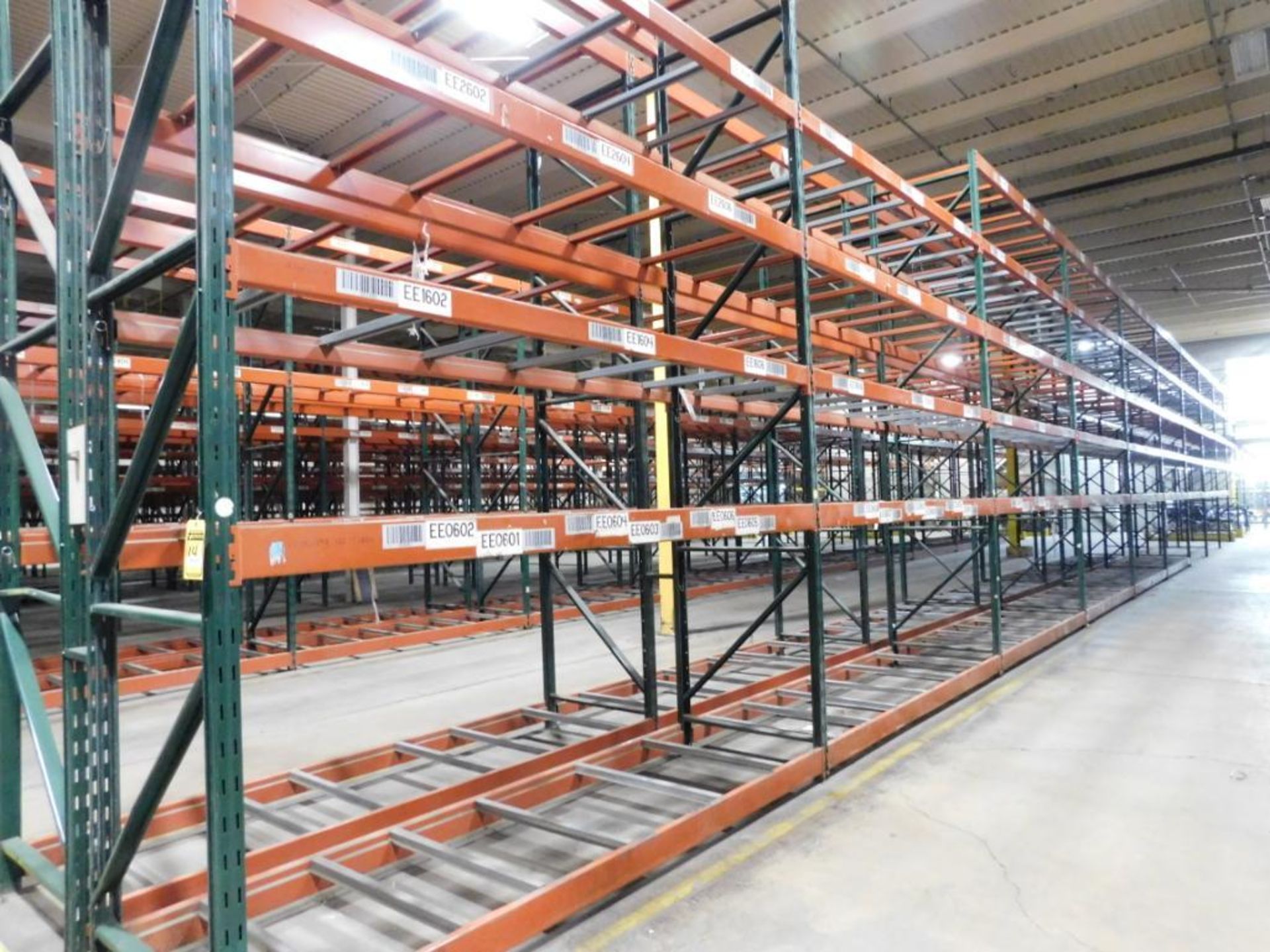 (22X) SECTIONS OF RIDG-U-RAK PALLET RACKING, (4) 20 FT. UPRIGHTS, (20) 16 FT. UPRIGHTS, (141) 5 1/2