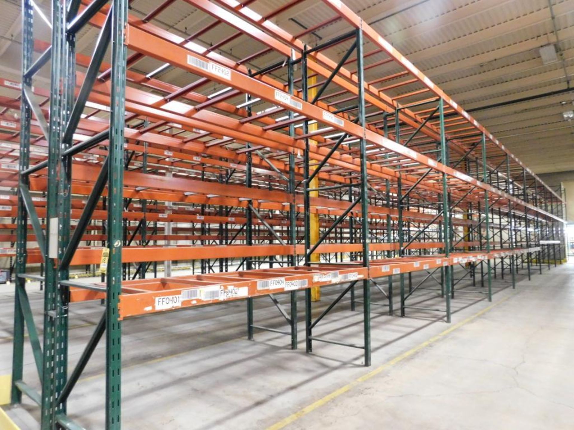 (22X) SECTIONS OF RIDG-U-RAK PALLET RACKING, (6) 20 FT. UPRIGHTS, (18) 16 FT. UPRIGHTS, (161) 5 1/2