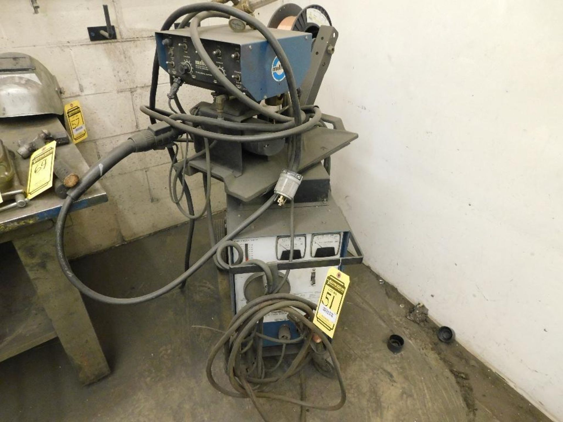 MILLER CP-200 POWER SOURCE, S/N JD703608, WITH MILLERMATIC S52A WIRE FEEDER