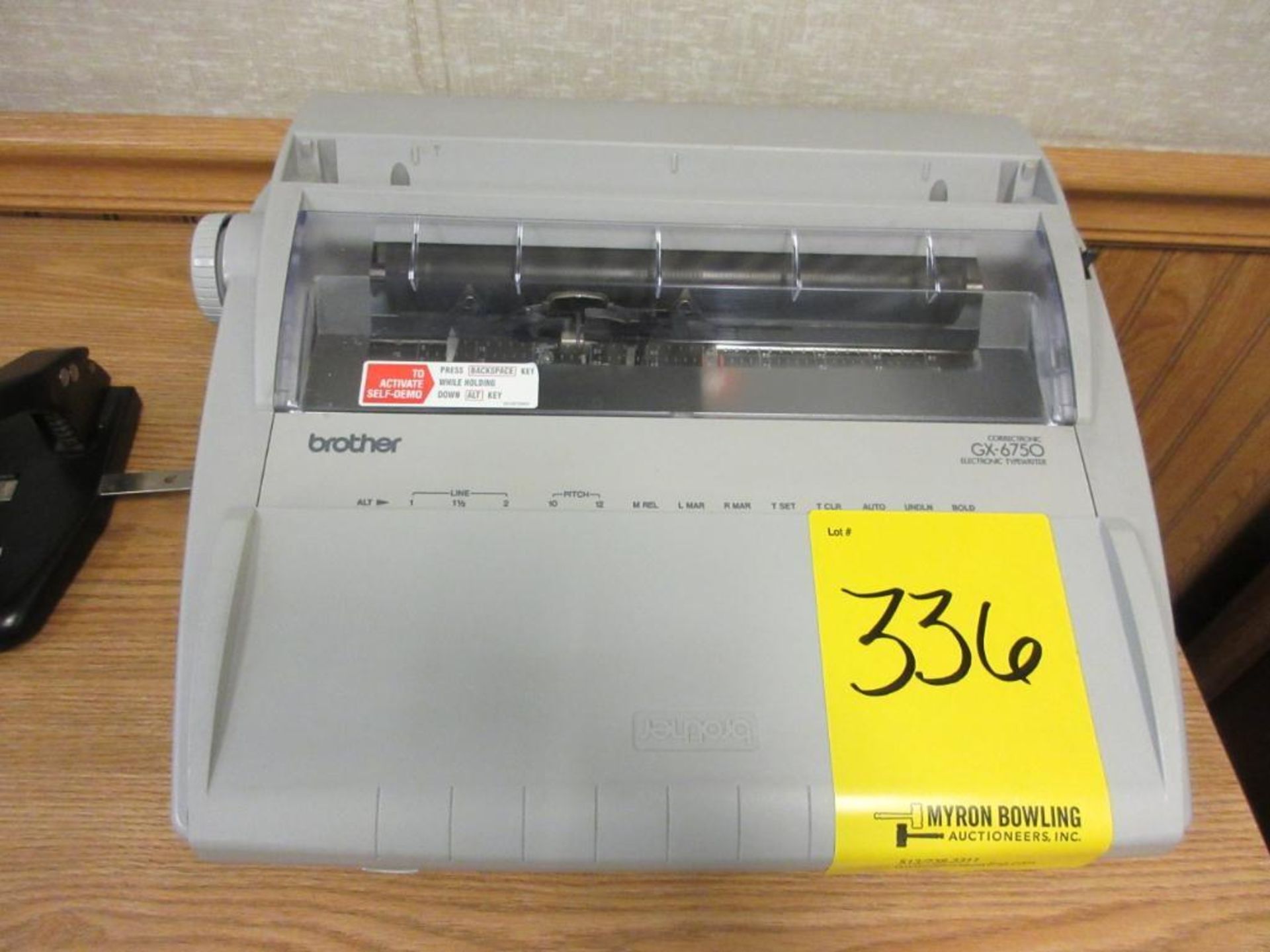 ELECTRONICS IN OFFICE: OKI PRINTER, BROTHER ELECTRONIC TYPEWRITER (X3), BUSINESS CLASS LASER FAX, - Image 7 of 8