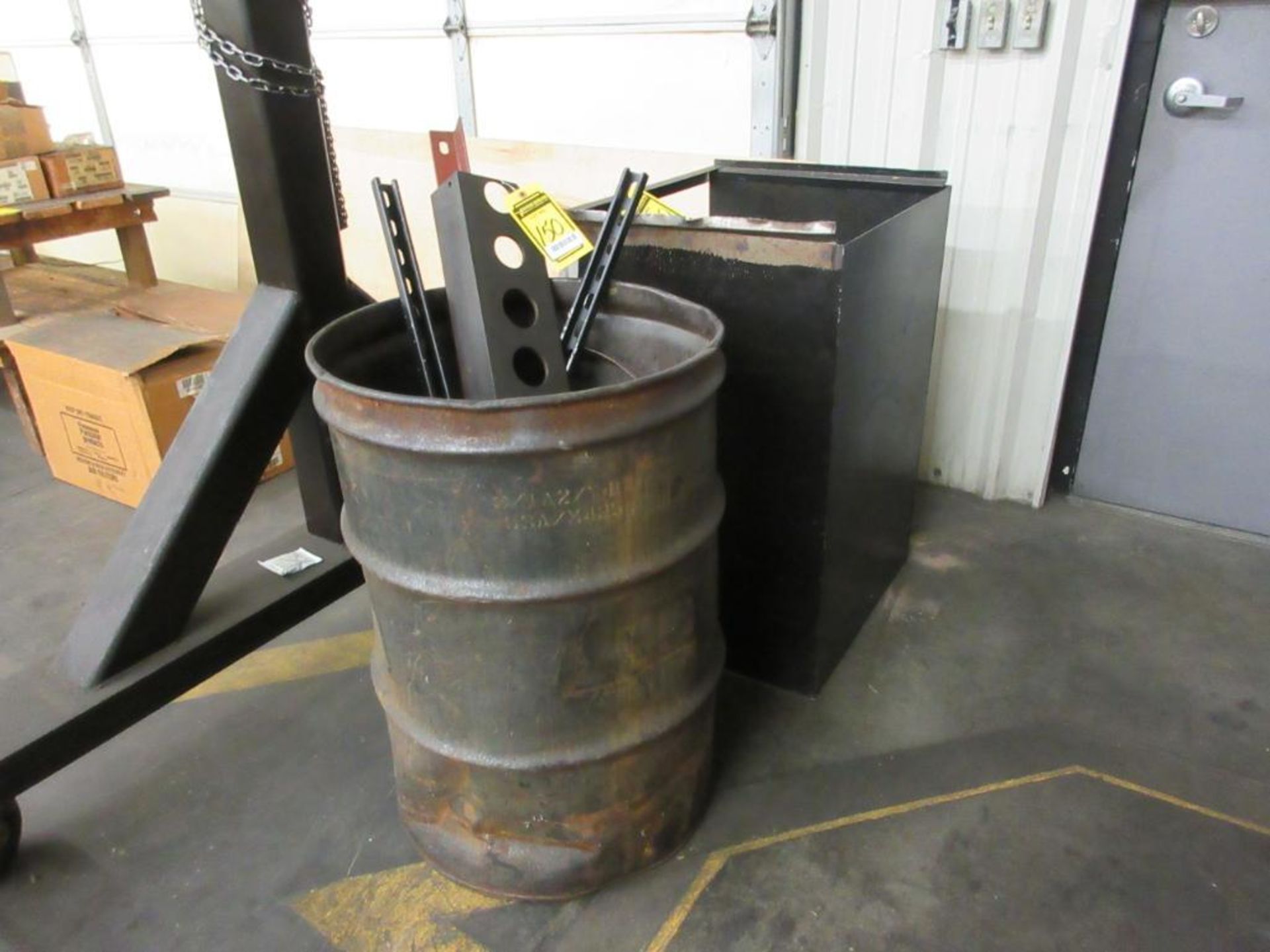 55-GAL. DRUM W/ SCRAP CONTENT, 3-SIDED BIN