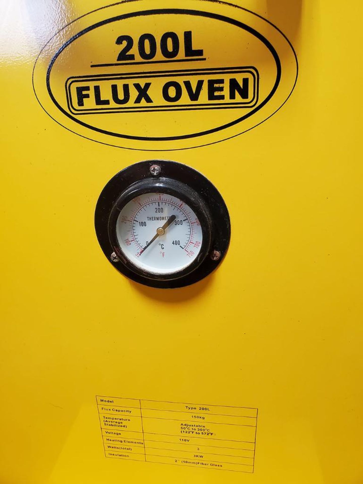 CUT WELD PRODUCT FLUX OVEN TYPE 200L, FLUX CAPACITY 150 KG, HEATING ELEMENT 3, 3-KW, 110-VOLTS ( - Image 2 of 4