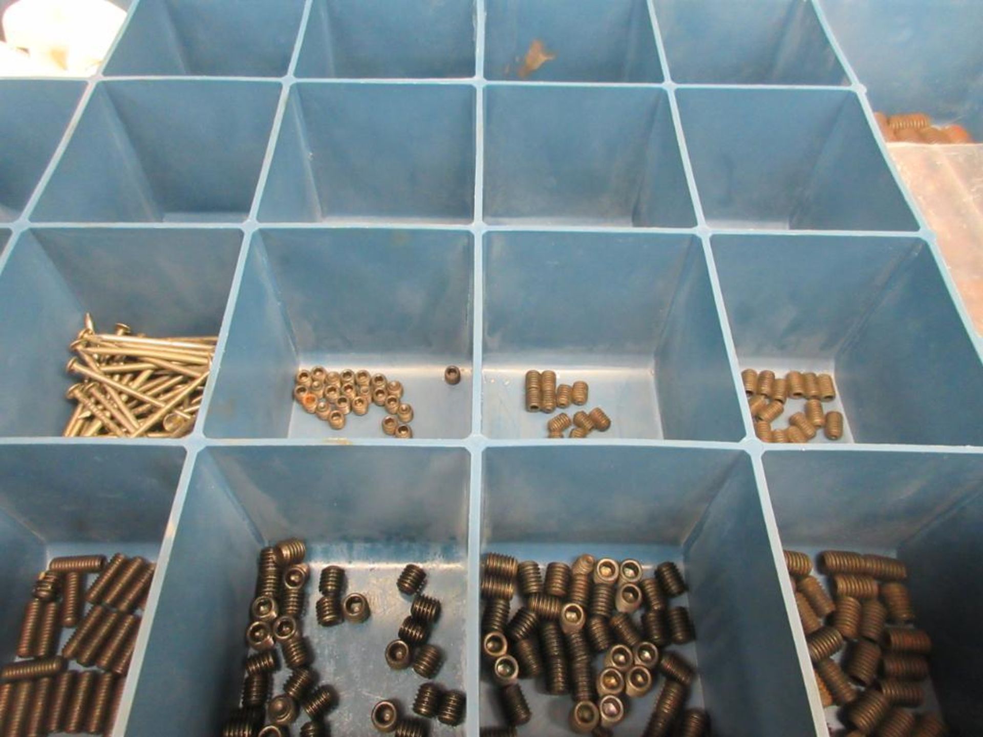 (30) LIDDED SMALL PARTS BINS W/ HARDWARE - Image 30 of 35