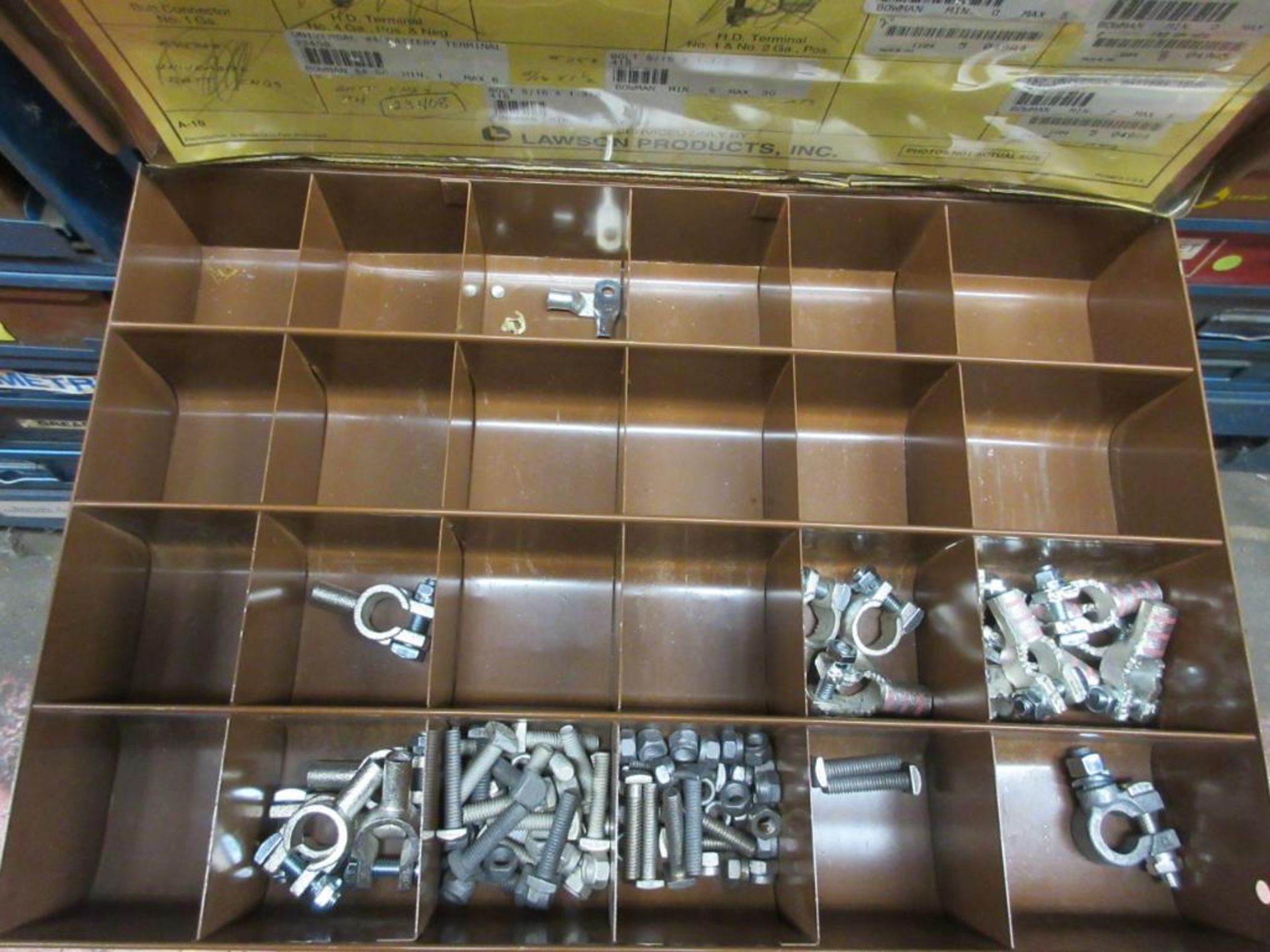 (30) LIDDED SMALL PARTS BINS W/ HARDWARE - Image 16 of 35