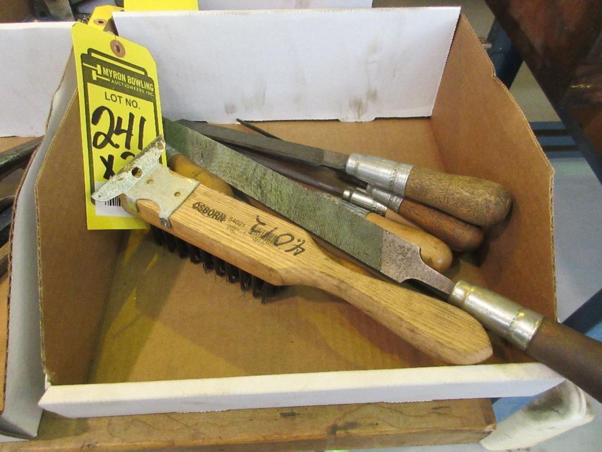 (2) BOXES OF WIRE BRUSHES, FILES, CHISELS