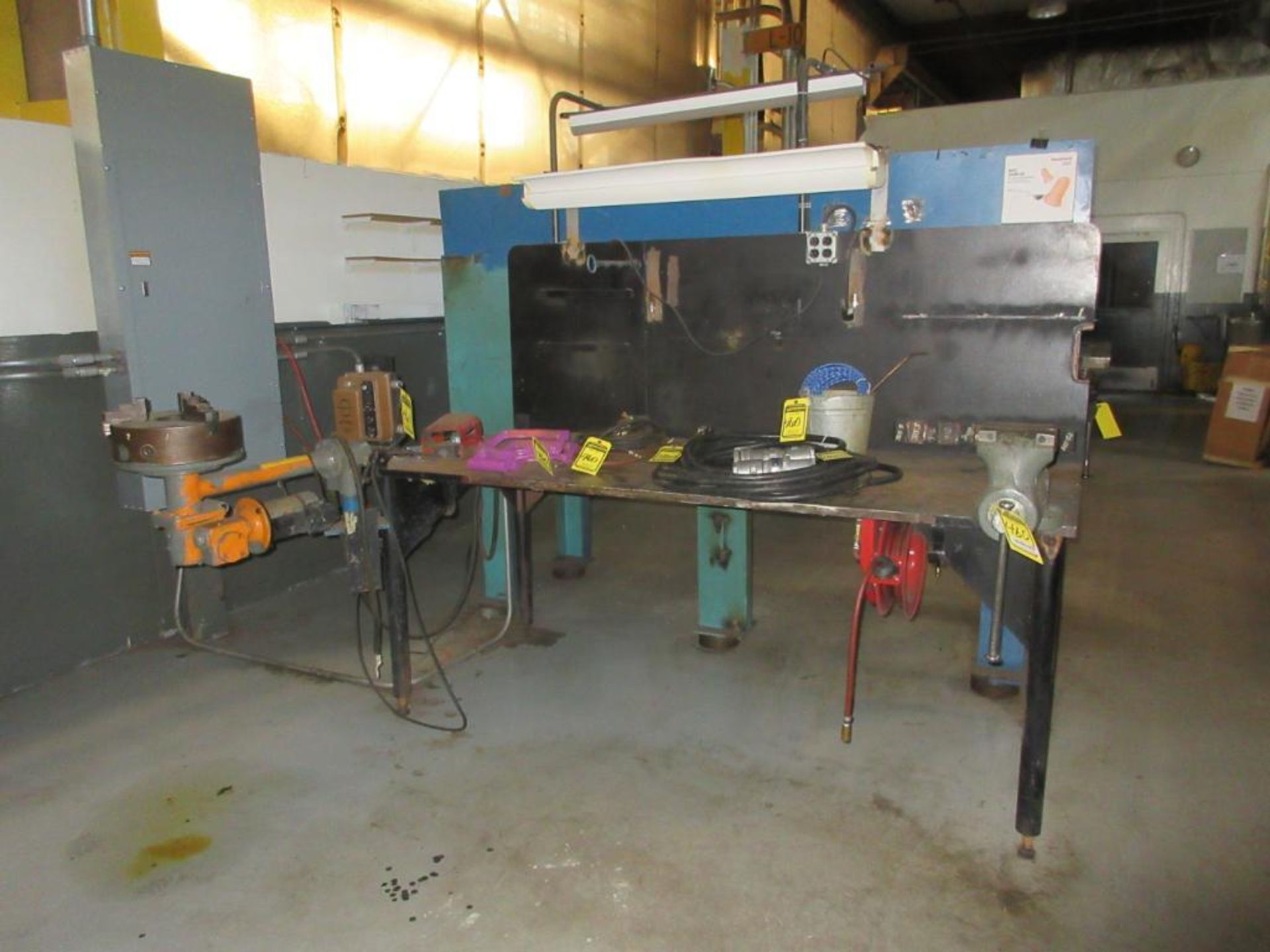 (2) HD WELDING TABLES W/ (2) WILTON 6 IN. VISES, WELDING POSITIONER W/ PACE MASTER SPEED CONTROL, FO