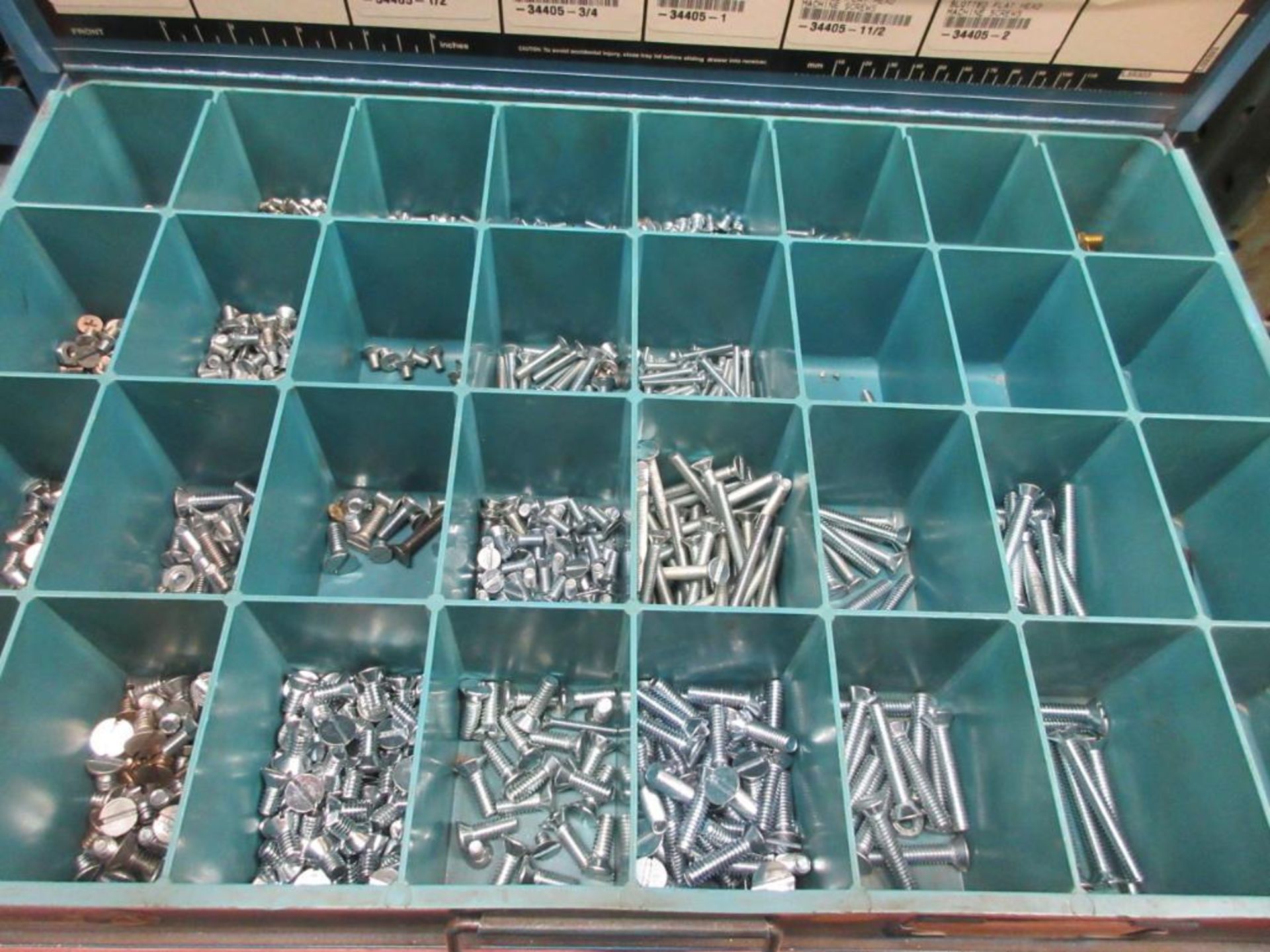 (30) LIDDED SMALL PARTS BINS W/ HARDWARE - Image 4 of 35