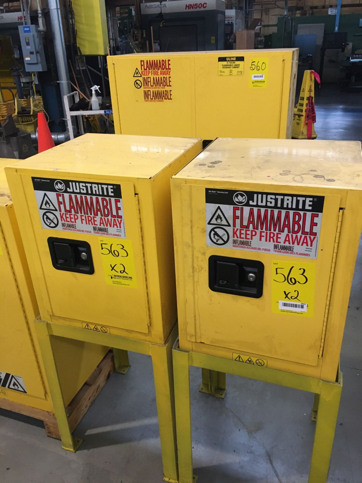 (2) JUSTRITE 4-GAL FLAMMABLE STORAGE CABINETS
