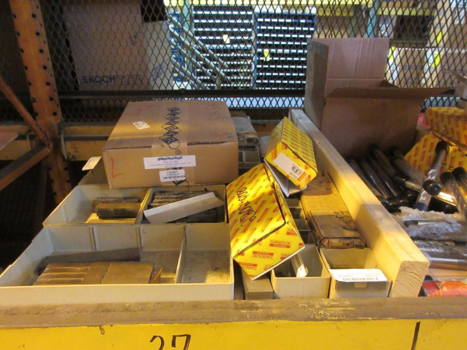 CONTENTS OF (22) SECTIONS PALLET RACK: ASSORTED ABRASIVES, SUNNEN STONES, TOOL BITS, DOVETAIL CUTTER - Image 4 of 43