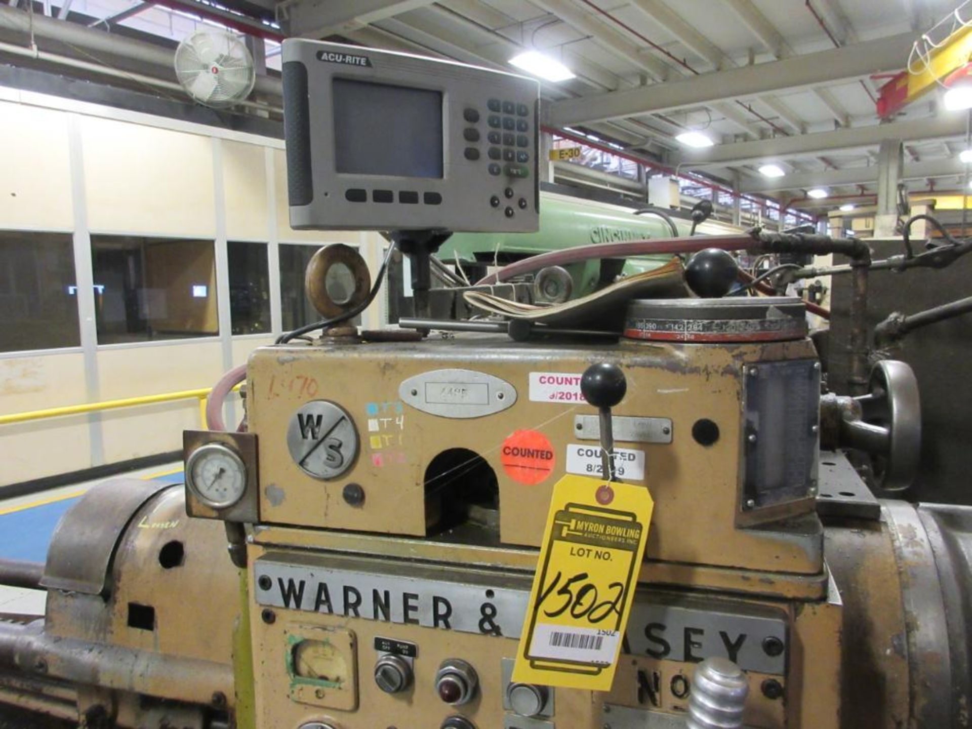 WARNER & SWASEY NO. 5 TURRET LATHE, 6-STATION TURRET, COLLET CHUCK, CROSS-SLIDE, TOOL POST, ACU-RITE - Image 7 of 7