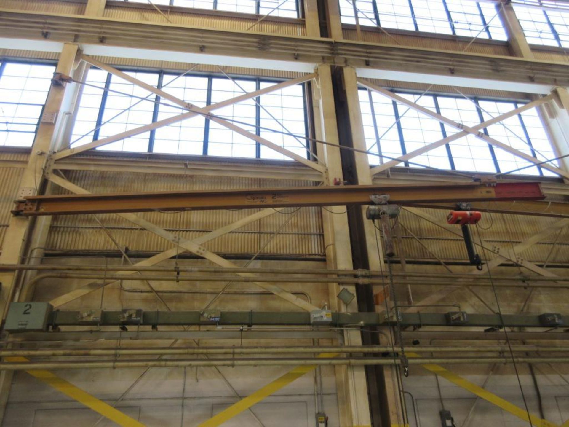 GORBEL 2-TON COLUMN MOUNTED JIB CRANE W/ CM 2-TON ELECTRIC HOIST, #222