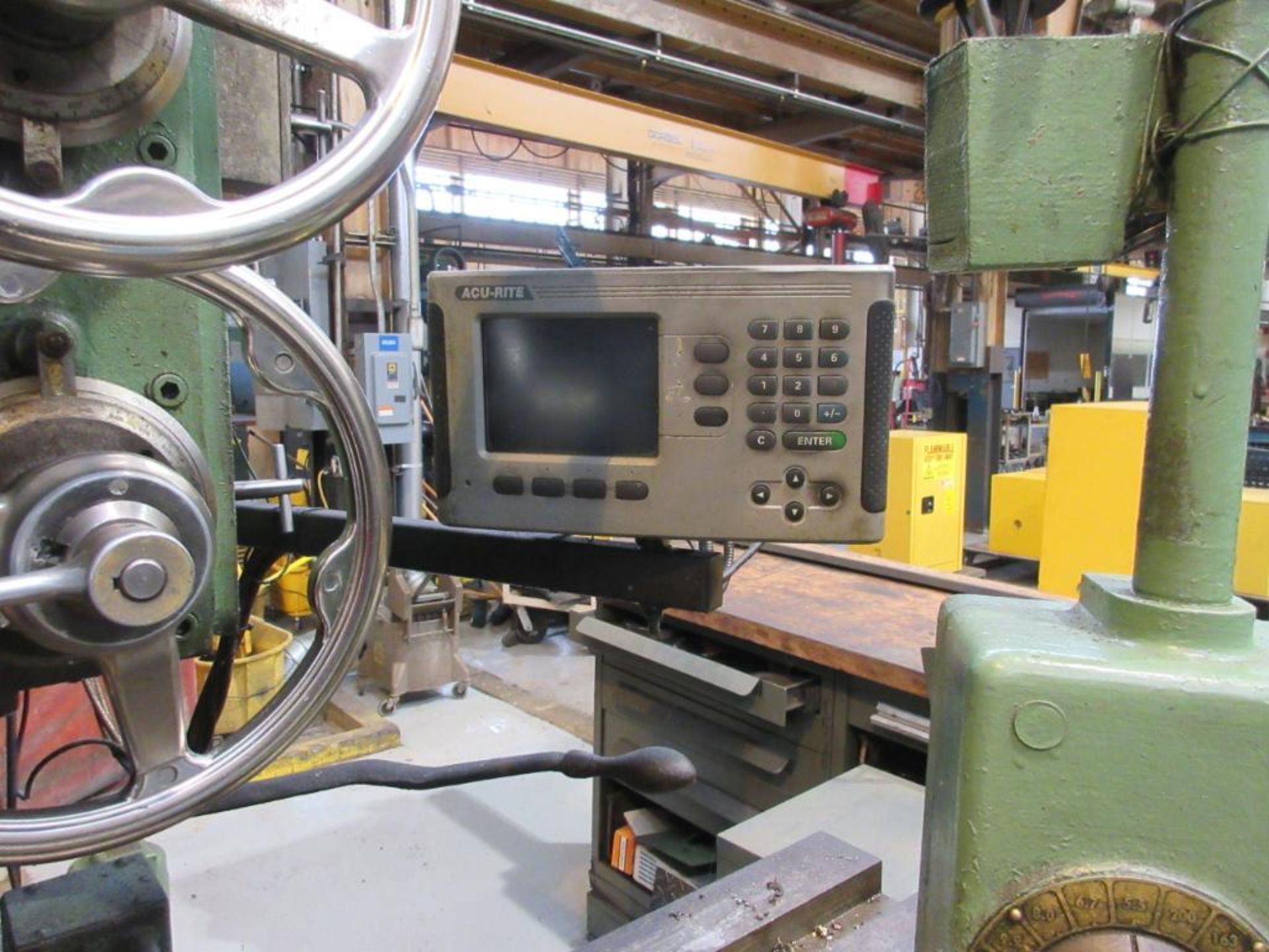 BULLARD CUT MASTER 42 IN. VERTICAL TURNING LATHE, 5-STATION TURRET, OUTFEED CHIP CONVEYOR, ACU- - Image 6 of 6