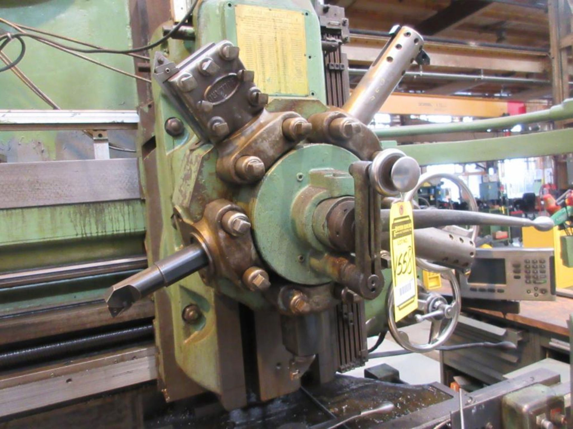 BULLARD CUT MASTER 42 IN. VERTICAL TURNING LATHE, 5-STATION TURRET, OUTFEED CHIP CONVEYOR, ACU- - Image 5 of 6