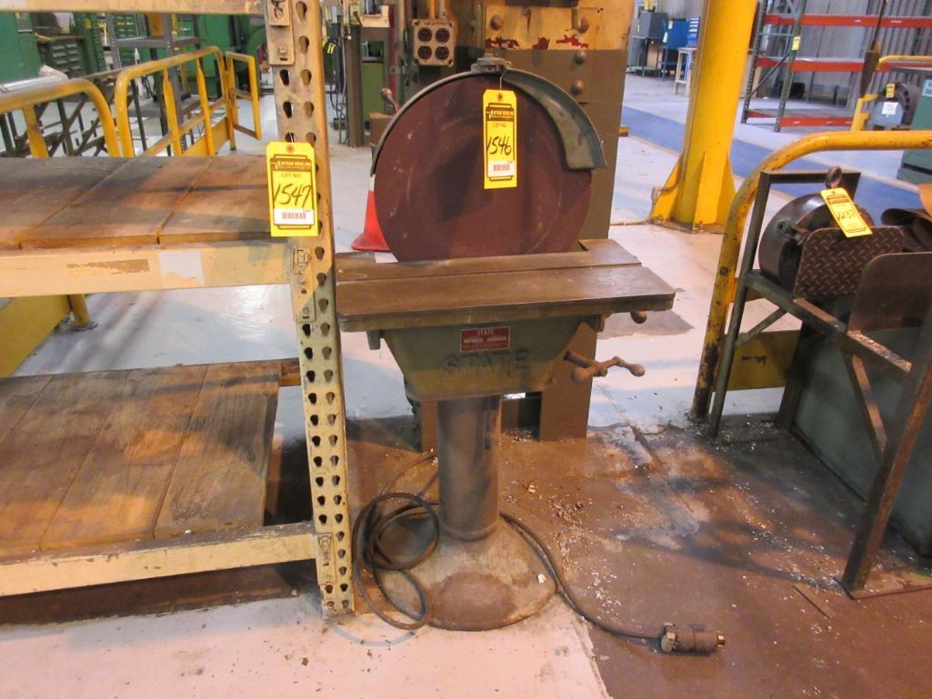 STATE 16 IN. PEDESTAL DISC GRINDER, MODEL 16, S/N 4884