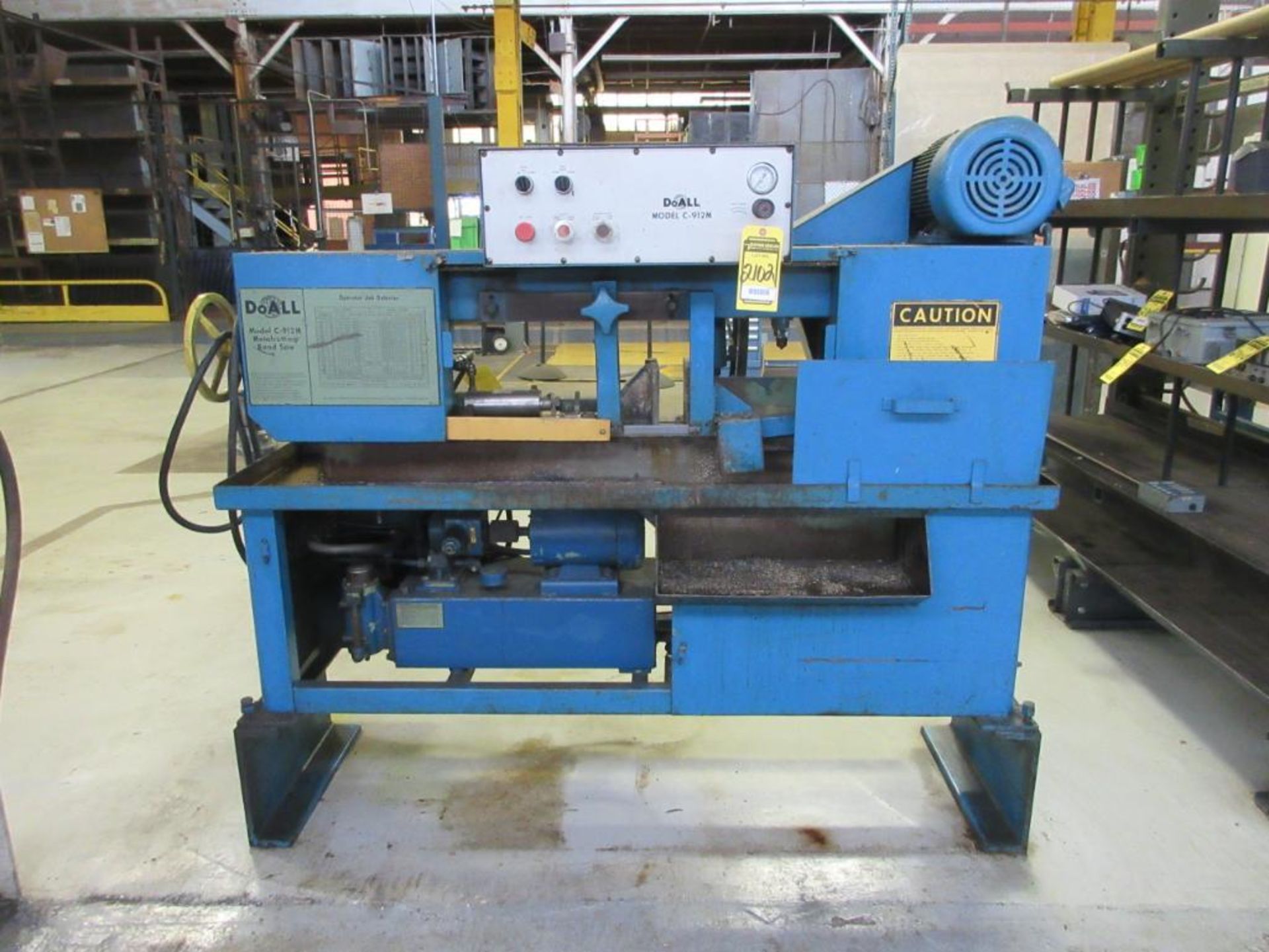 DOALL HORIZONTAL BAND SAW, MODEL C912-M, 146 IN. - 148 IN. BAND LENGTH, 440/60/3, S/N 376-77108