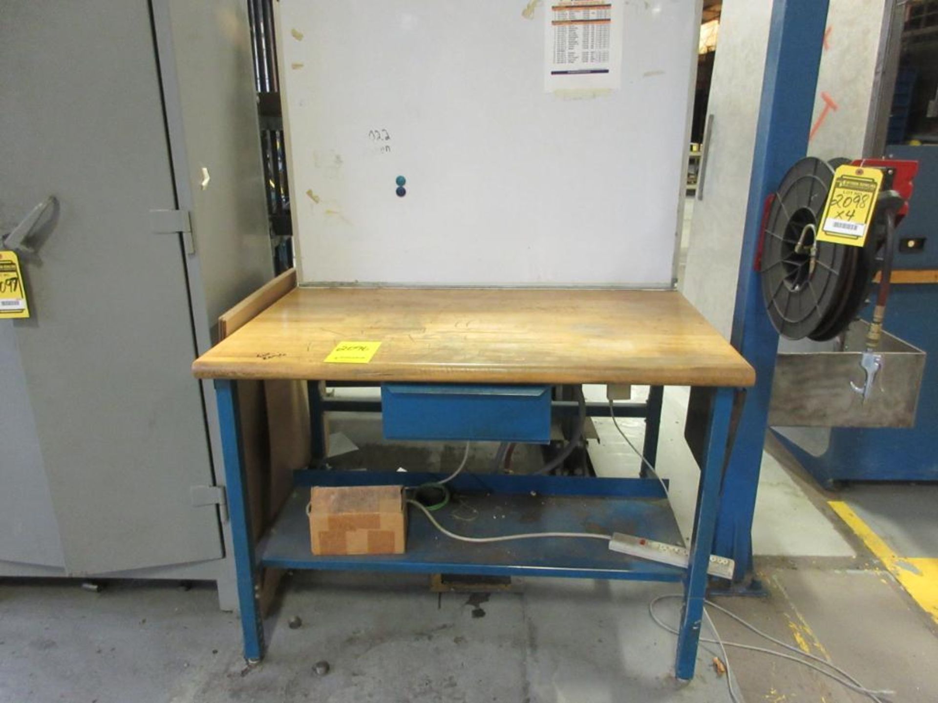 (5) WORKBENCHES, (3) CABINETS W/ CONTENT: ABRASIVES, (2) NEW 1/2 HP. BALDOR MOTORS - Image 8 of 8