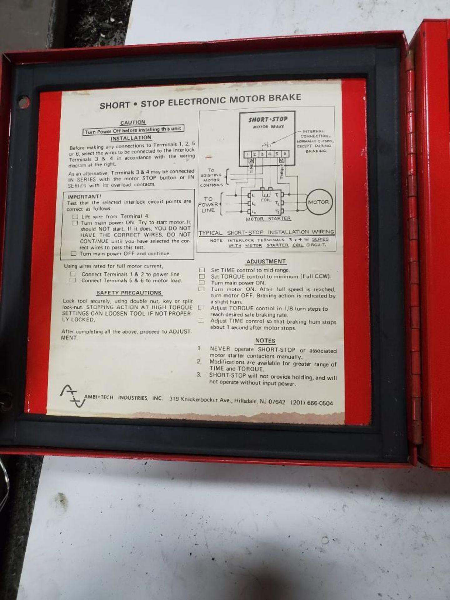 SHORT STOP ELECTRONIC MOTOR BRAKE, MODEL SS-2A-5, S/N 833198, 280-VOLT, 8-HP MAX, 3-PHASE, 60-HZ - Image 2 of 3