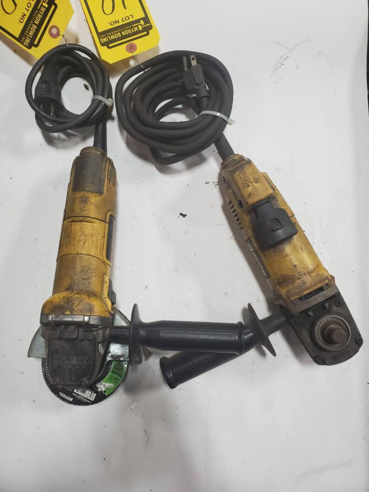 DEWALT 4 1/2'' ELECTRIC ANGLE GRINDER, MODEL DWE4011 AND DEWALT ELECTRIC 4 1/2'' ANGLE GRINDER,