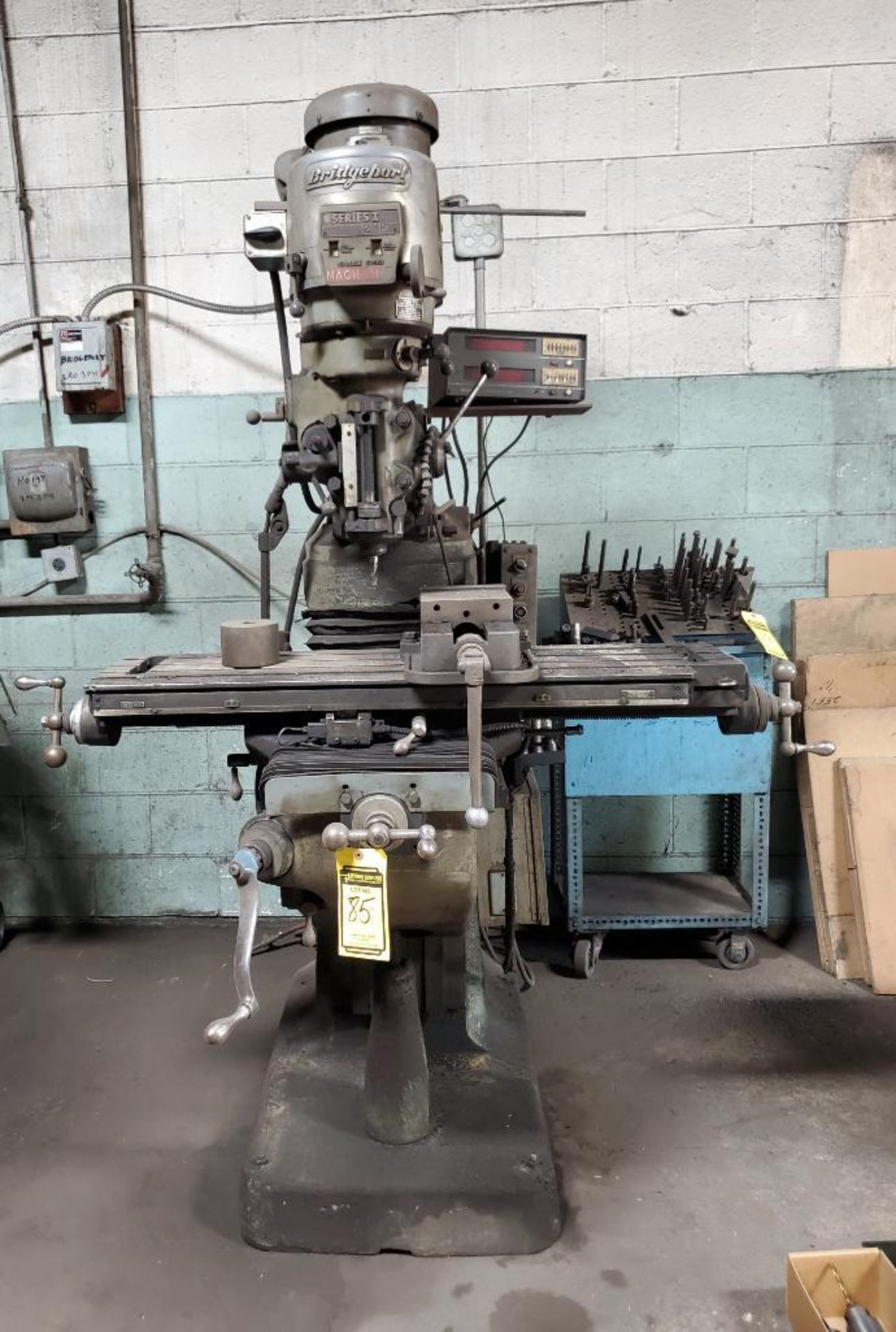 BRIDGEPORT SERIES I VERTICAL MILL; 2-HP, KNEE BED, SONY MAGNA SCALE DRO, POWER DRAW BAR WITH VISE