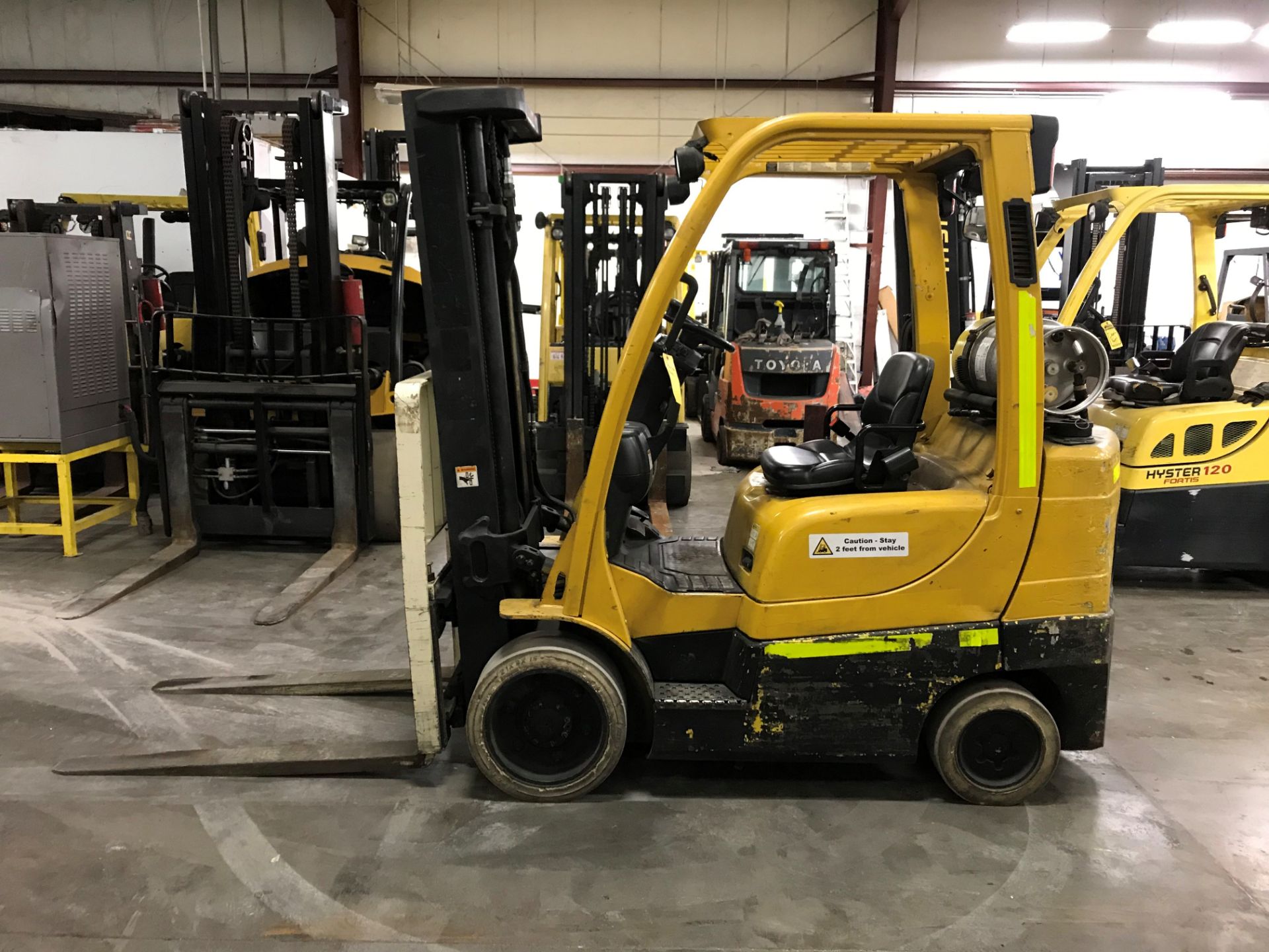 2011 HYSTER 6,000-LB. FORKLIFT, MODEL S60FT, 10,904 HOURS, 3-STAGE MAST, SOLID CUSHION TIRES,