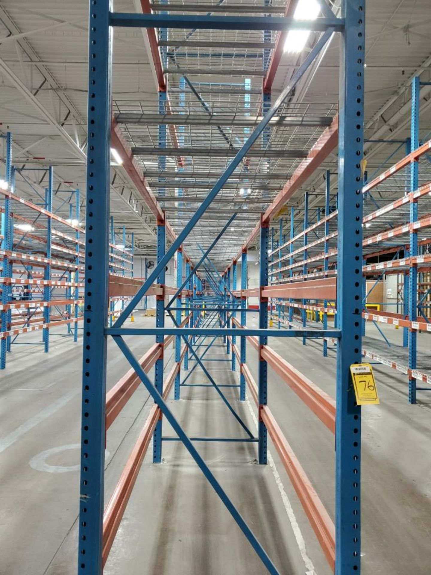 (9X) BAYS OF 16' X 42'' INTERLAKE TEAR DROP PALLET RACKING, 16' X 42'' UPRIGHTS, 138'' X 5'' - Image 5 of 5