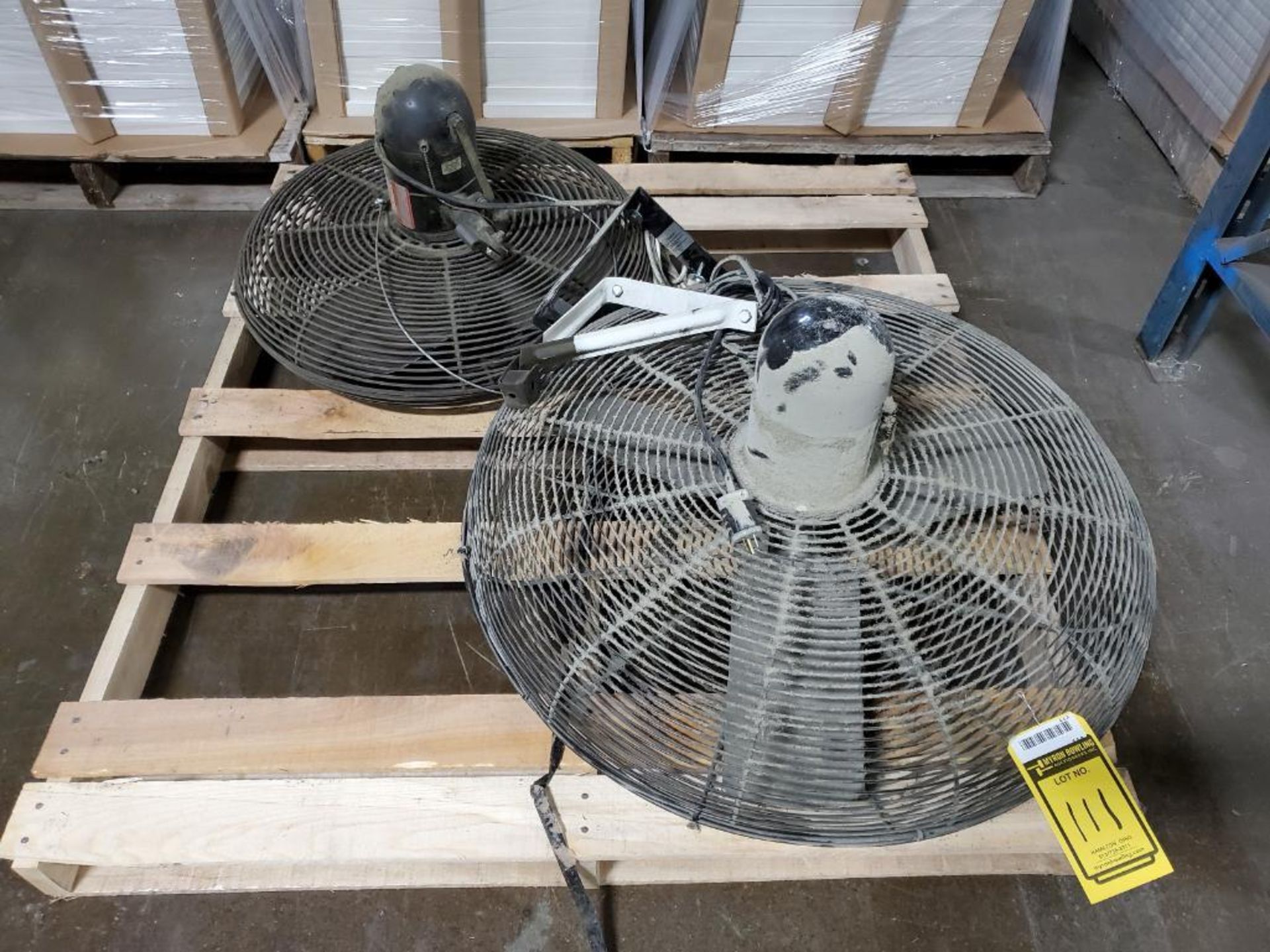 (2) COLUMN MOUNTED FANS ON PALLET