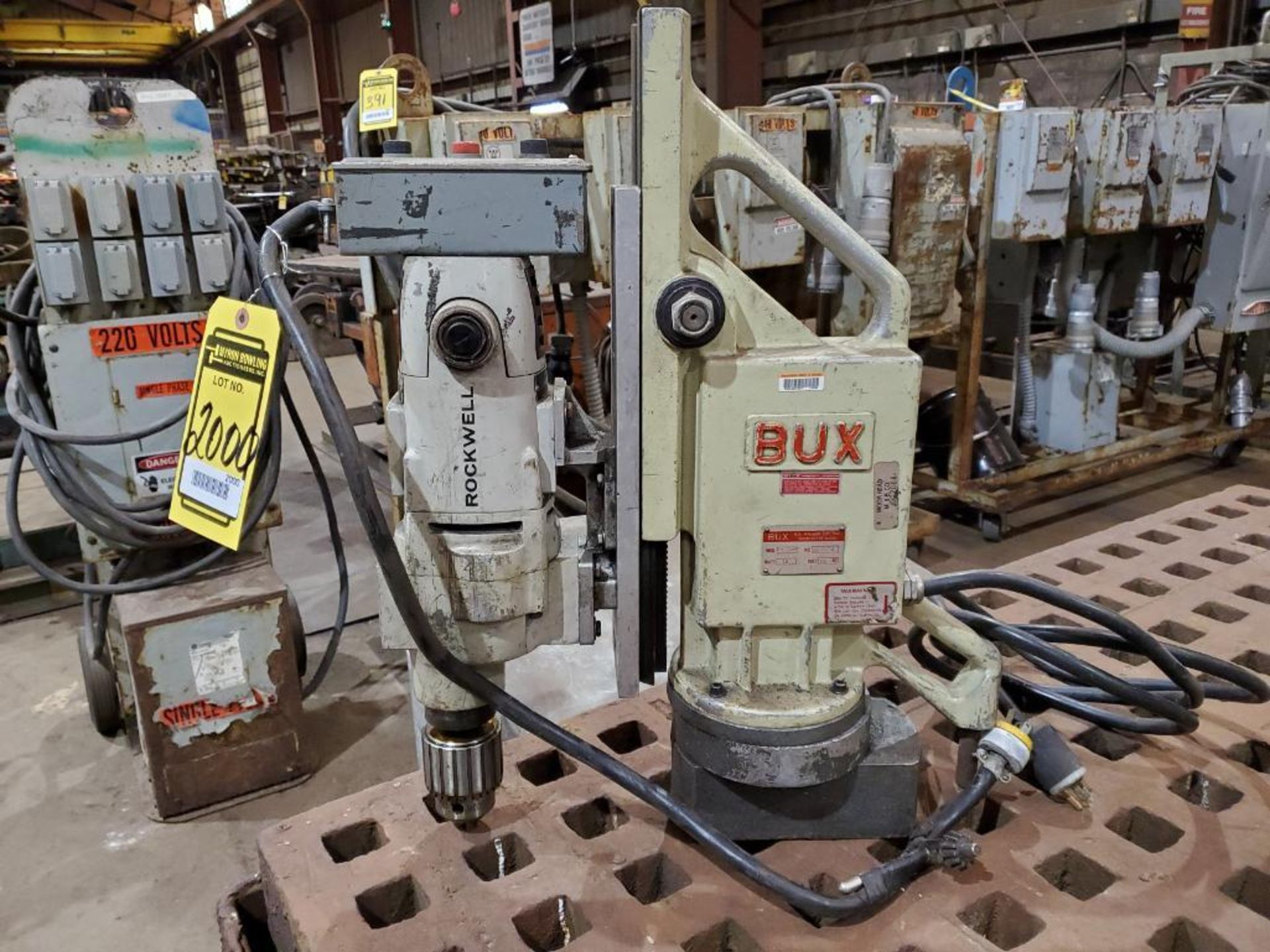 BUX ROCKWELL MAGNETIC DRILL W/ CASE, MODEL 77752, 1'', 15 AMPS, 1 HP, BUX MAGNETIC BASE, MODEL DH3/4