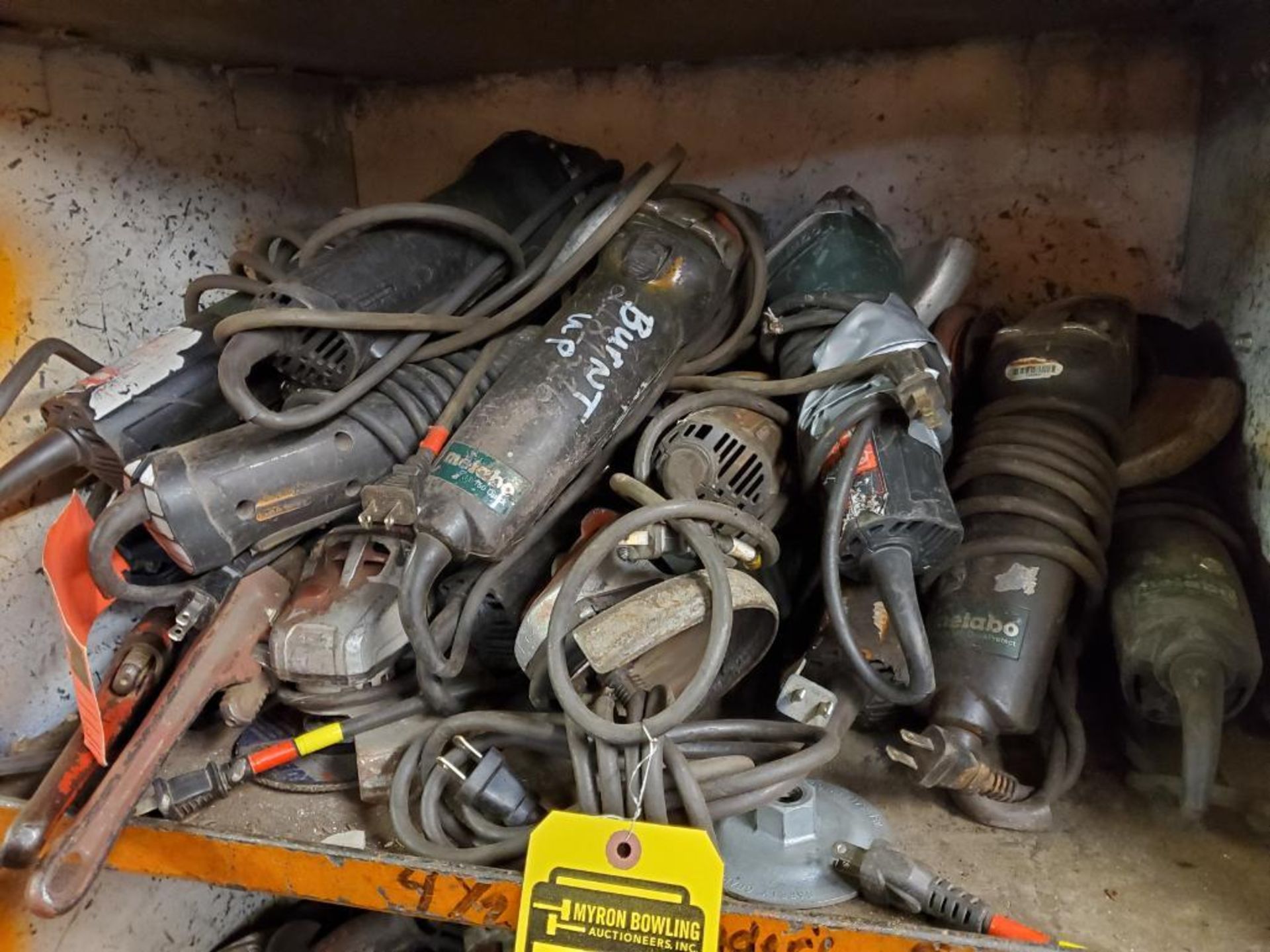 ASSORTED METABO ELECTRIC GRINDERS WITH SHELVING UNITS - Image 3 of 5