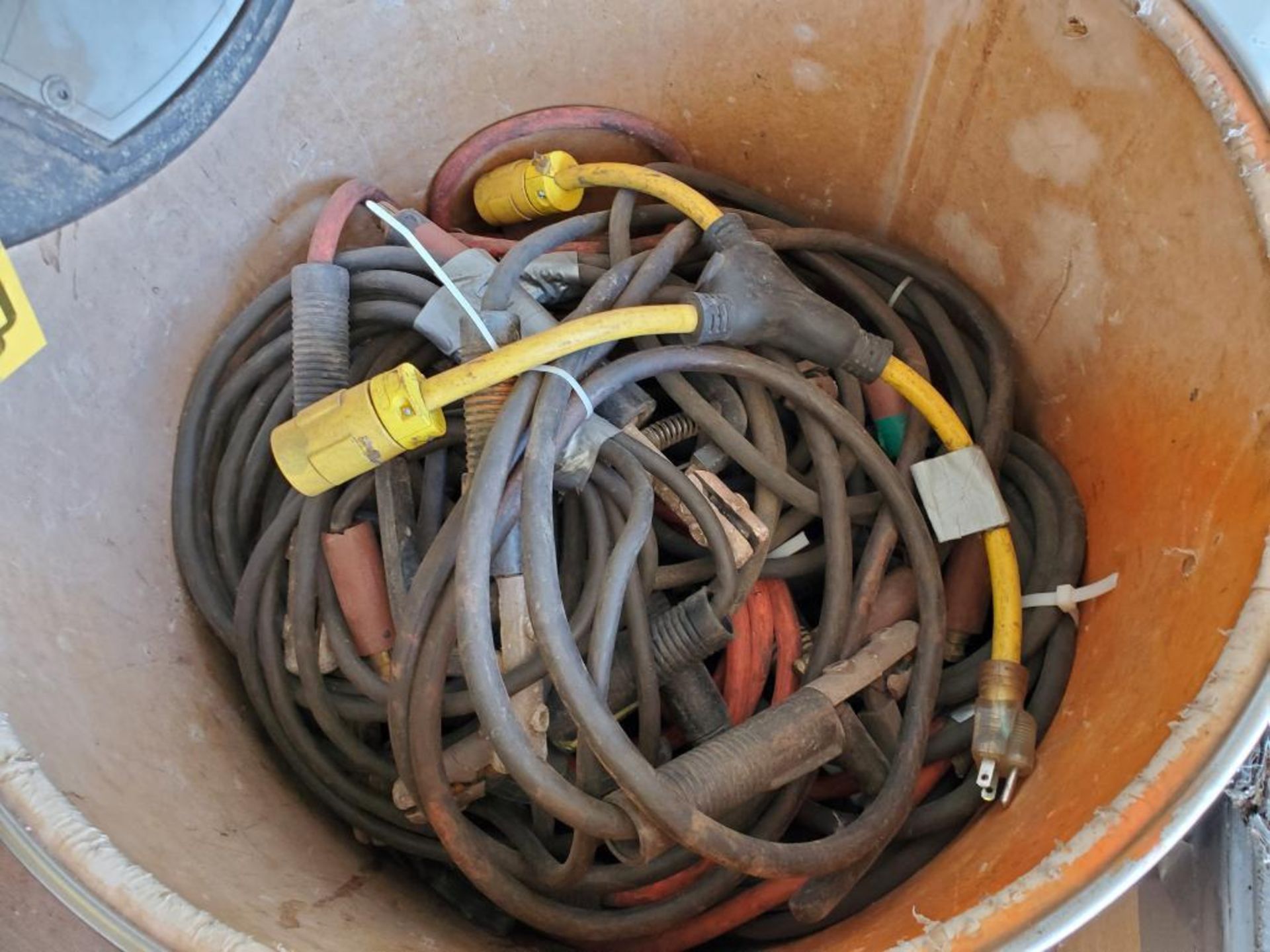 ALL BARRELS ON LEFT SIDE OF CONEX BOX, WELDING HOSES, EXTENSION CORDS, LINCOLN ELECTRIC FUME EXTRACT - Image 5 of 13