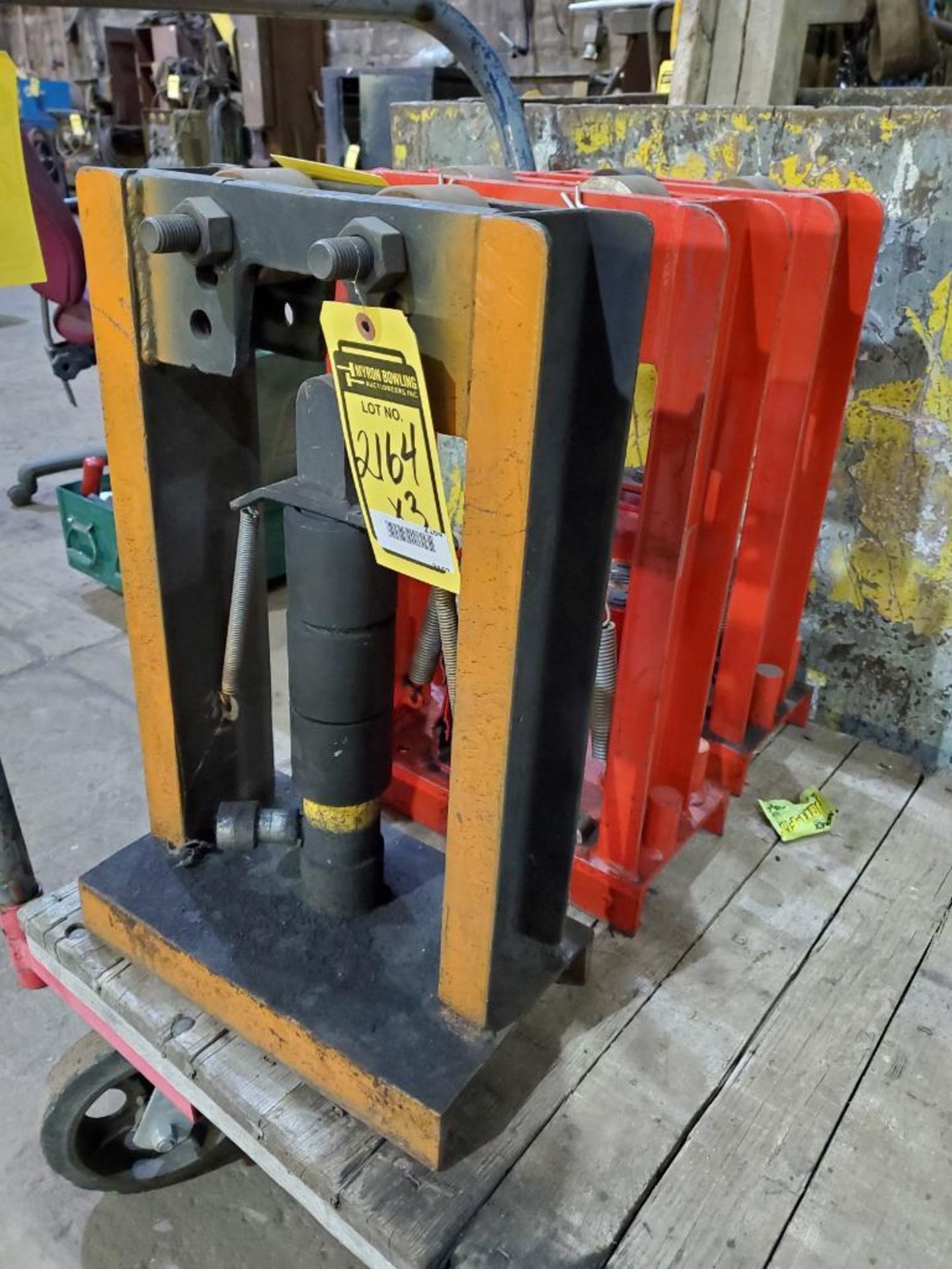 (2) INDUSTRIAL FABRICATION CO. 12 TON BENDERS WITH BID RED BOTTLE JACKS, (1) ENERPAC HYDRAULIC BENDE - Image 2 of 8