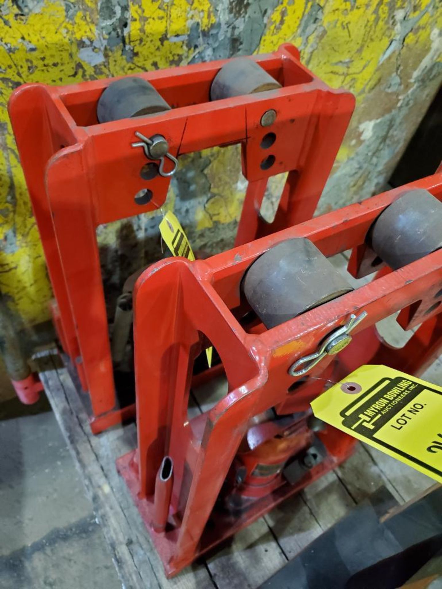 (2) INDUSTRIAL FABRICATION CO. 12 TON BENDERS WITH BID RED BOTTLE JACKS, (1) ENERPAC HYDRAULIC BENDE - Image 5 of 8