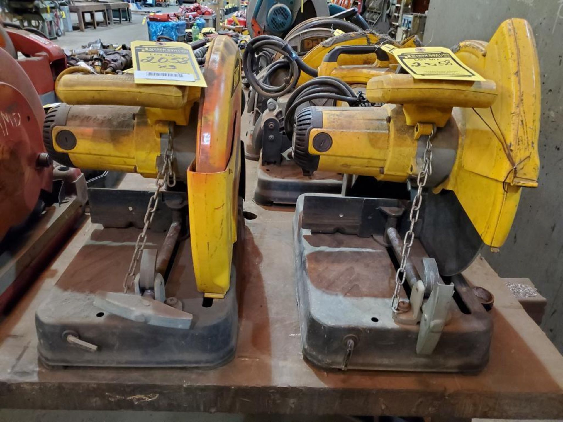 (3) DEWALT 14'' CHOP SAWS, 110 V.