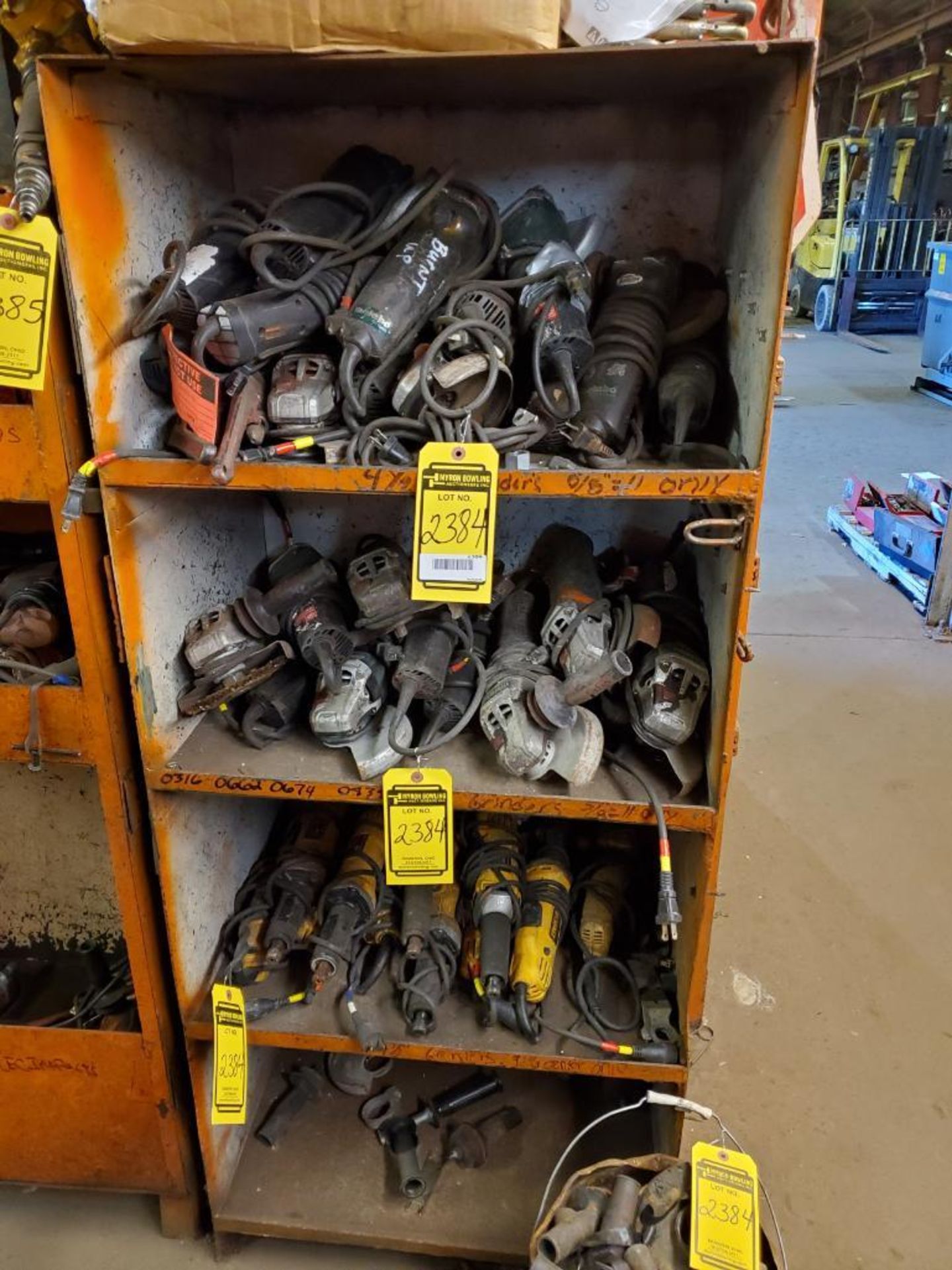 ASSORTED METABO ELECTRIC GRINDERS WITH SHELVING UNITS - Image 2 of 5