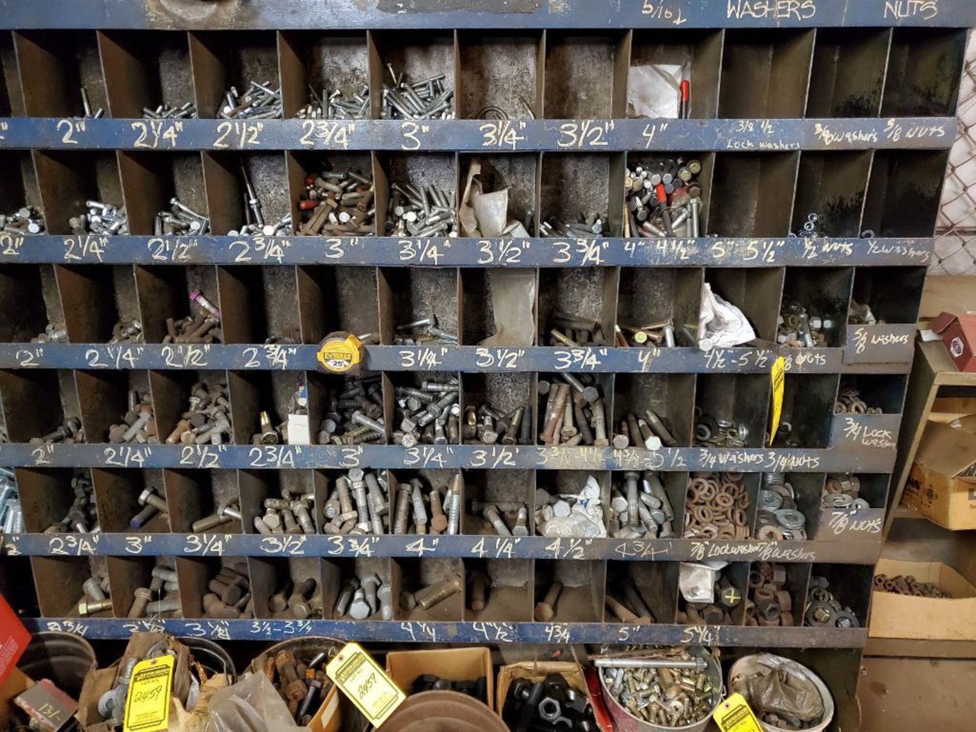 LARGE LOT OF LARGE NUTS, BOLTS AND WASHERS, ROUGH SERVICE LIGHT BULBS, FILE CABINETS - Bild 10 aus 11