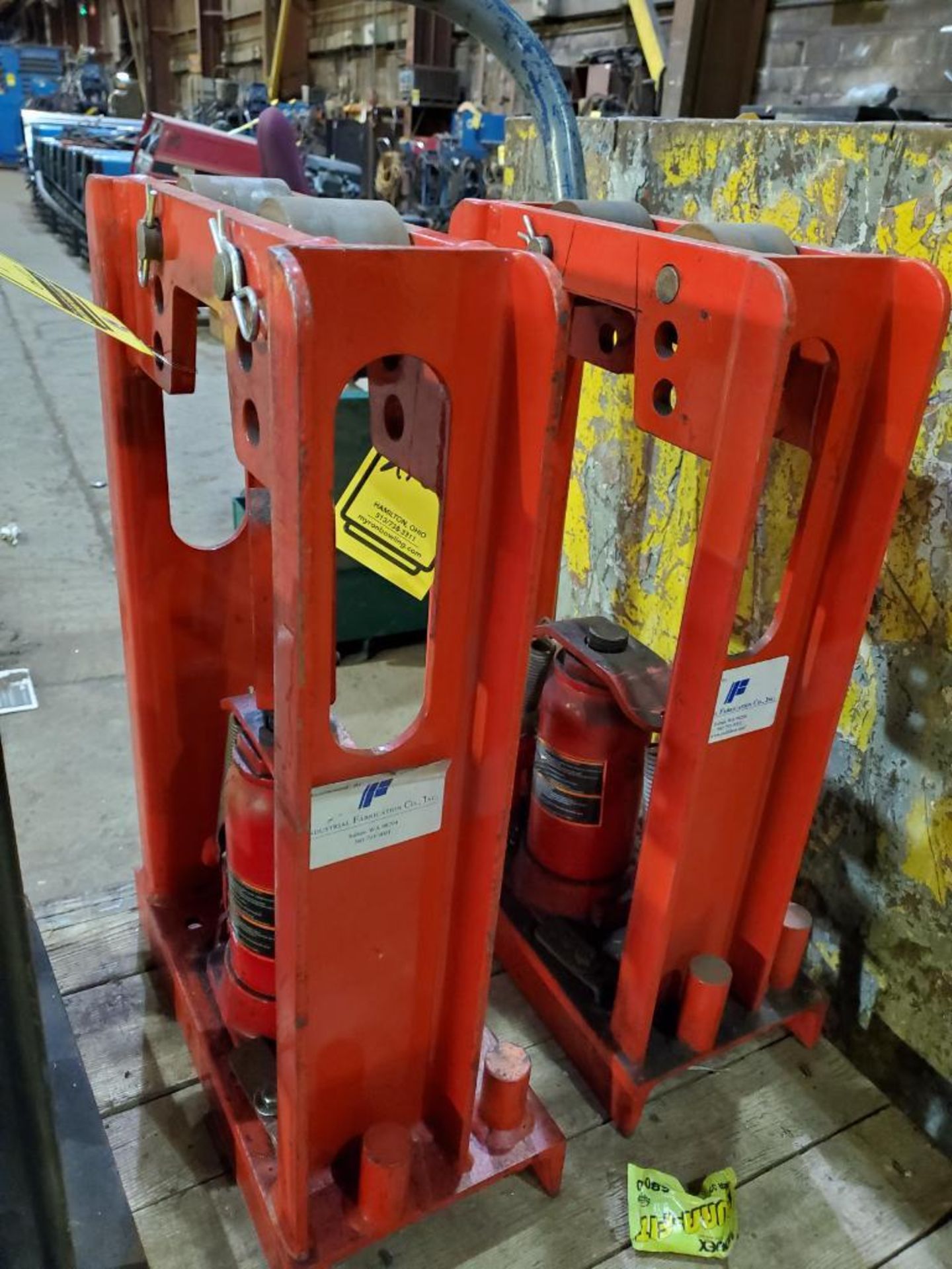 (2) INDUSTRIAL FABRICATION CO. 12 TON BENDERS WITH BID RED BOTTLE JACKS, (1) ENERPAC HYDRAULIC BENDE - Image 7 of 8