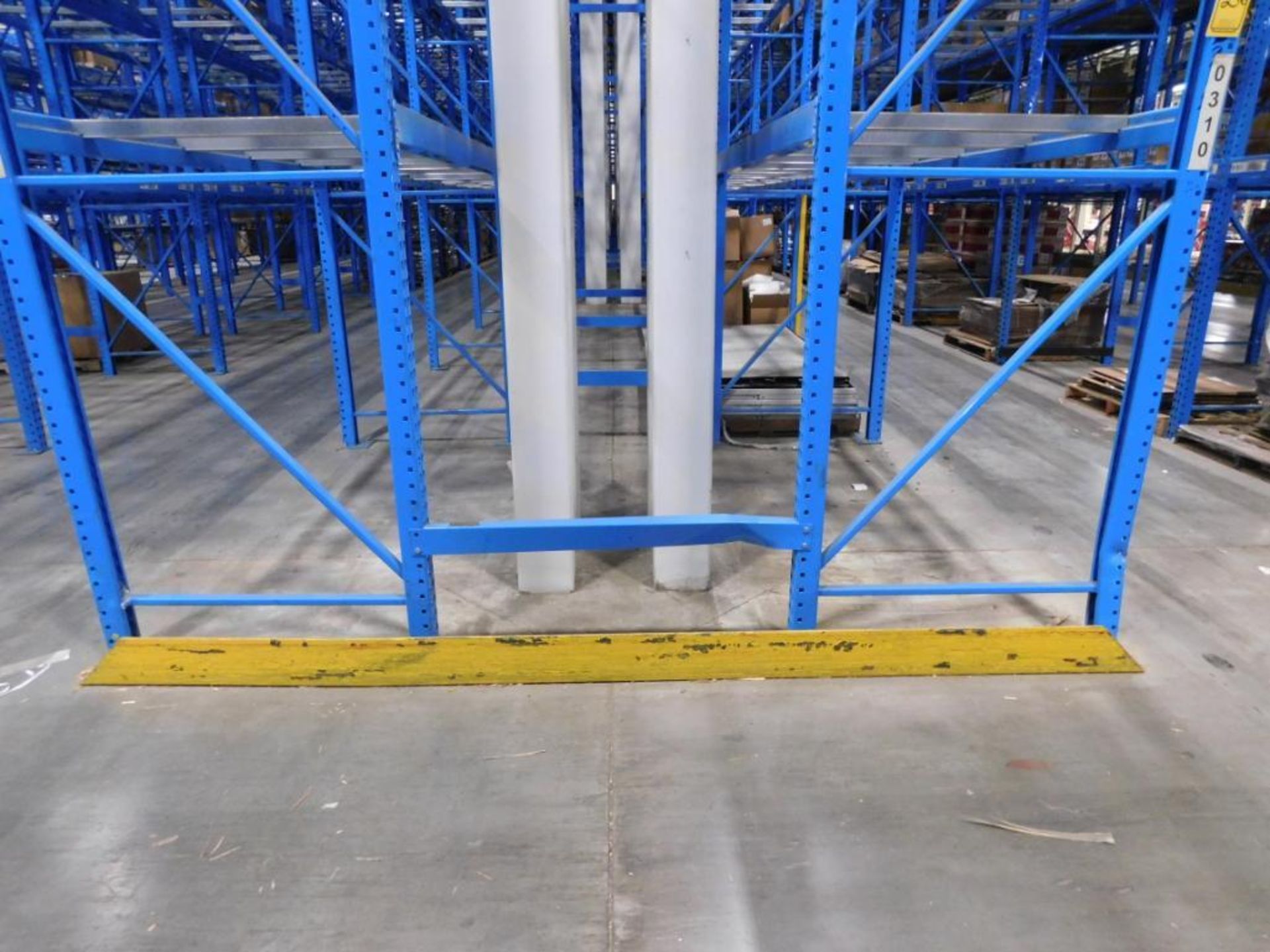 (60X) SECTIONS UNITED STEEL PRODUCTS TEARDROP TYPE PALLET RACKING, (62) 42'' X 34' TALL UPRIGHTS, ( - Image 2 of 3