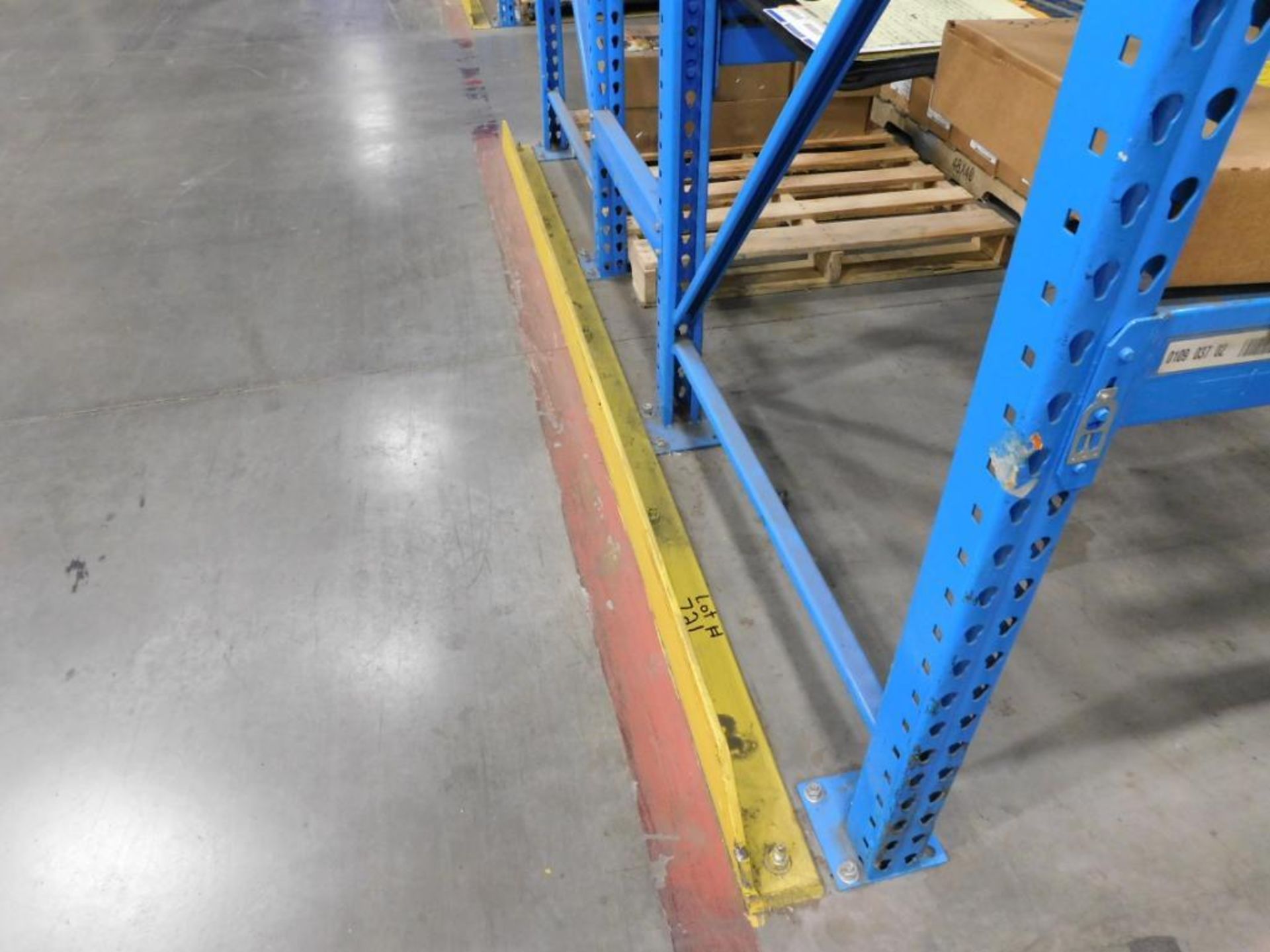 4'' X 6'' GUARDRAIL IN FRONT & BACK OF 22 ROWS OF PALLET RACKING, (8) 9', (14) 8', TOTAL OF 184' - Image 4 of 4