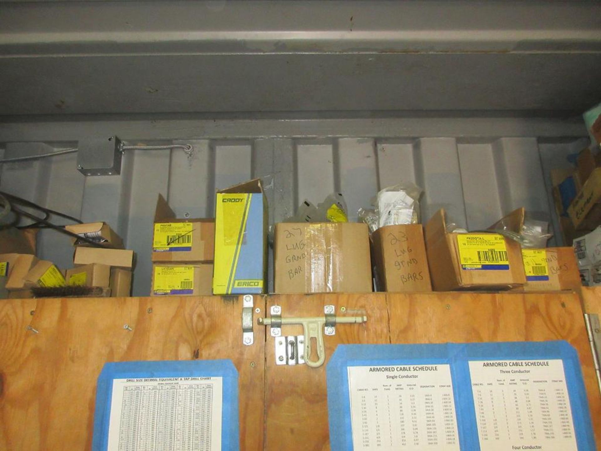 20' SHIPPING CONTAINER W/ CONTENTS: ELECTRICAL SUPPLIES, BUSHINGS, TERMINALS, FUSES, COVER PLATES, - Image 16 of 21