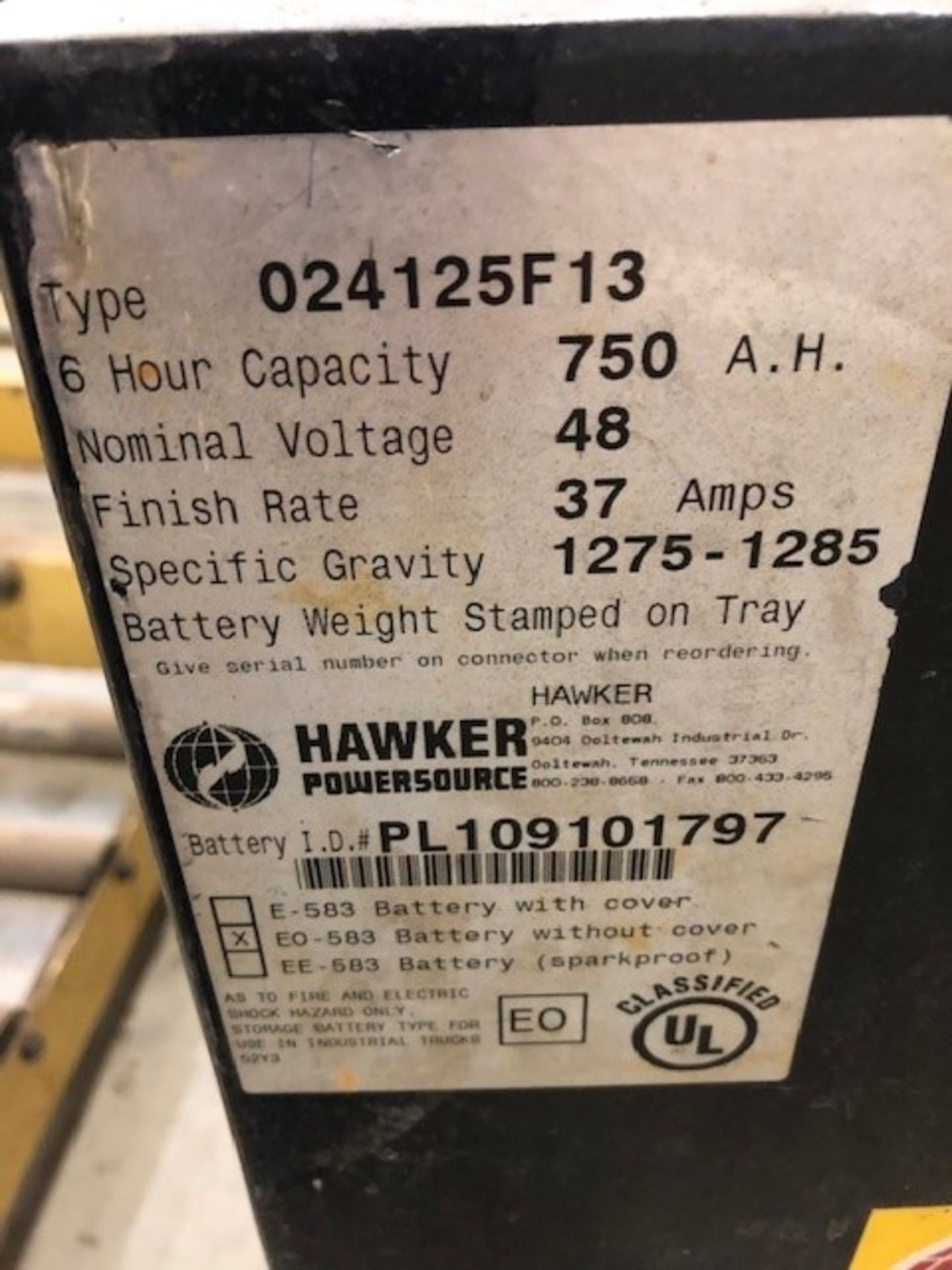 HAWKER POWER SOURCE BATTERY, 48 V., 2,882 LBS. ***LOCATED AT 13000 DARICE PARKWAY, STRONGSVILLE, - Image 3 of 3