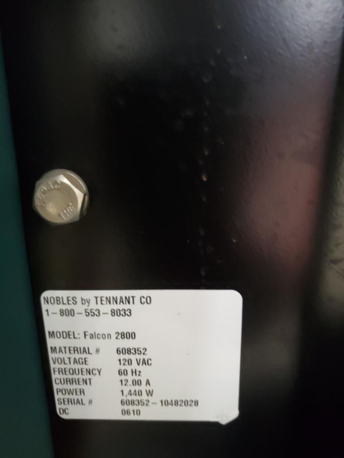TENANT NOBLES ELECTRIC WALK BEHIND EXTRACTOR; MODEL FALCON 2800, 120-VAC, 60-HZ ***LOCATED AT - Image 5 of 5